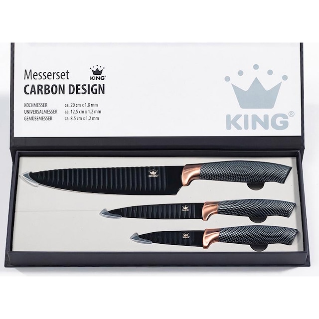 KING Topf-Set »Essential«, Aluminium, (Set, 12 tlg., 3 Töpfe, 3 Deckel, 3  Pfannen, 3 Küchenmesser), Induktion kaufen | BAUR