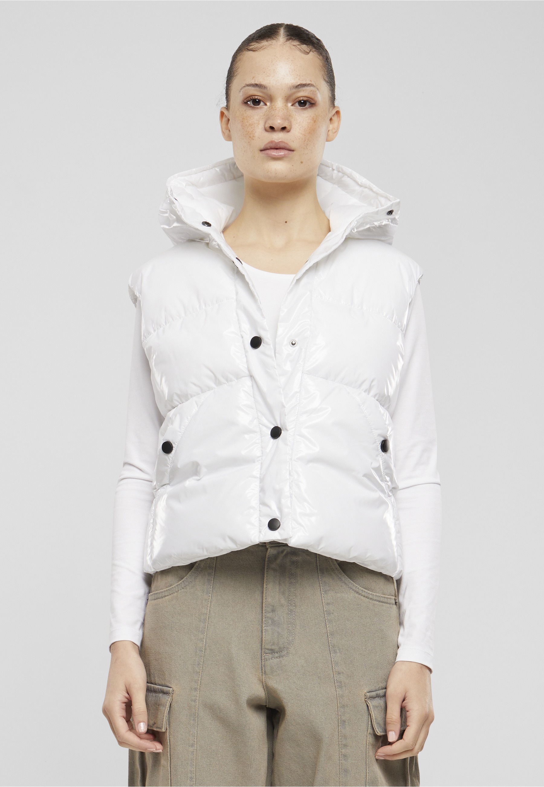 URBAN CLASSICS Steppweste »Urban Classics Ladies Recycled Shiny Puffer Vest with Hood«