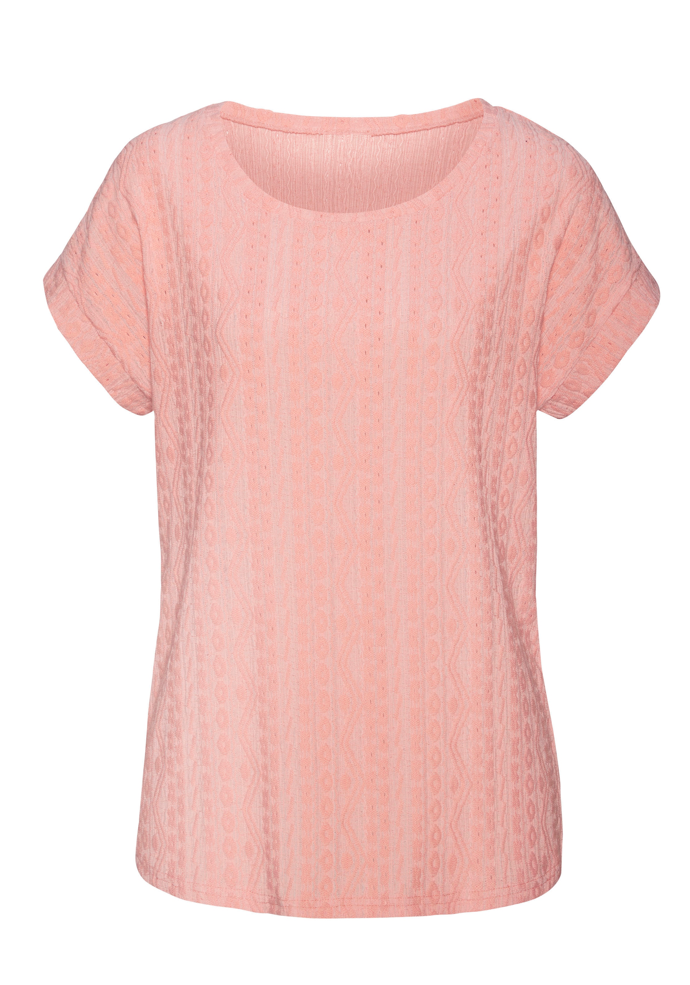 Vivance Kurzarmshirt »mit modischem Jacquard-Muster«, aus pflegeleichter Qualität