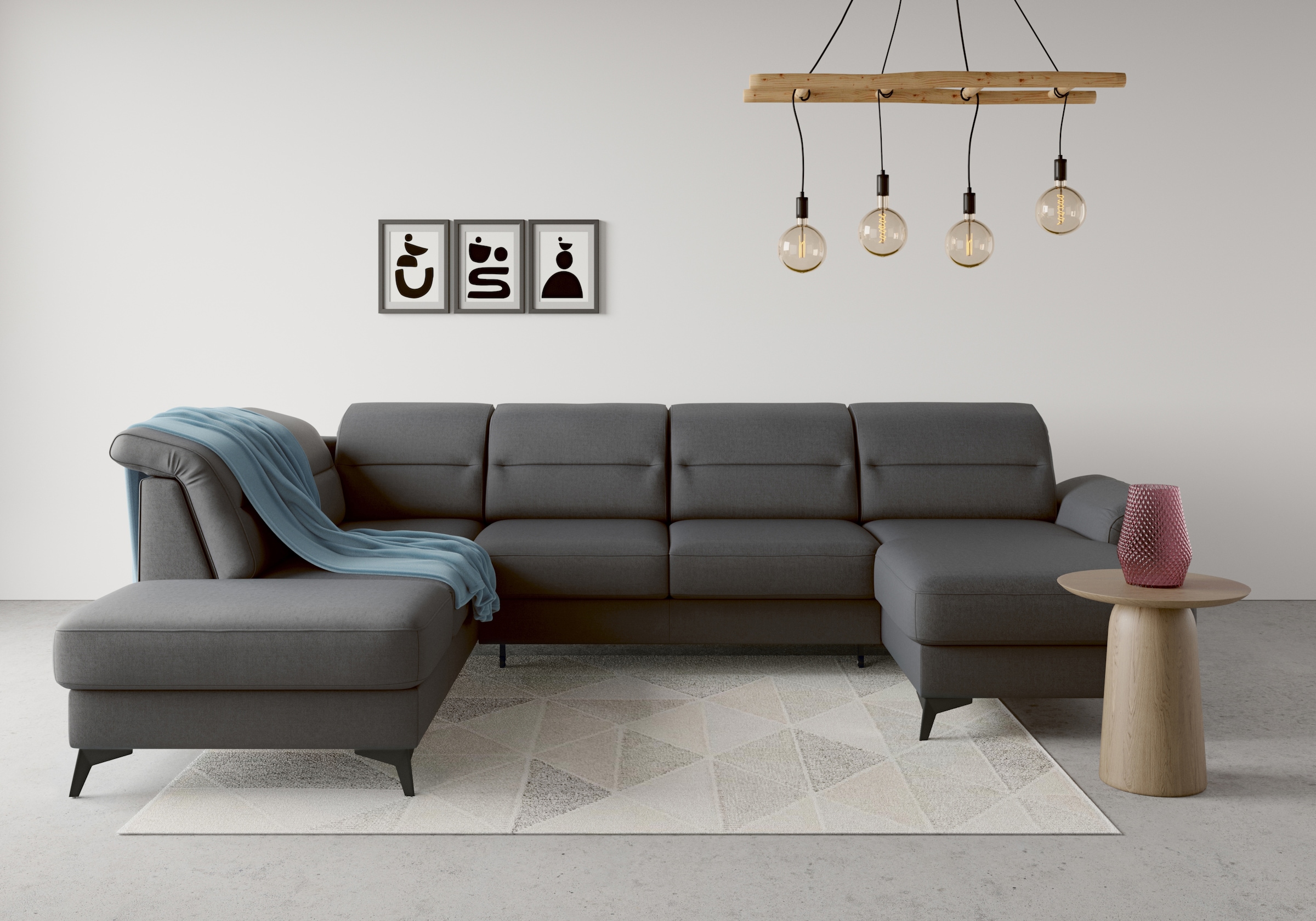 sit&more Wohnlandschaft "Sinatra U-Form" optional mit Kopfteilverstellung und Armteilfunktion, Metallfüße