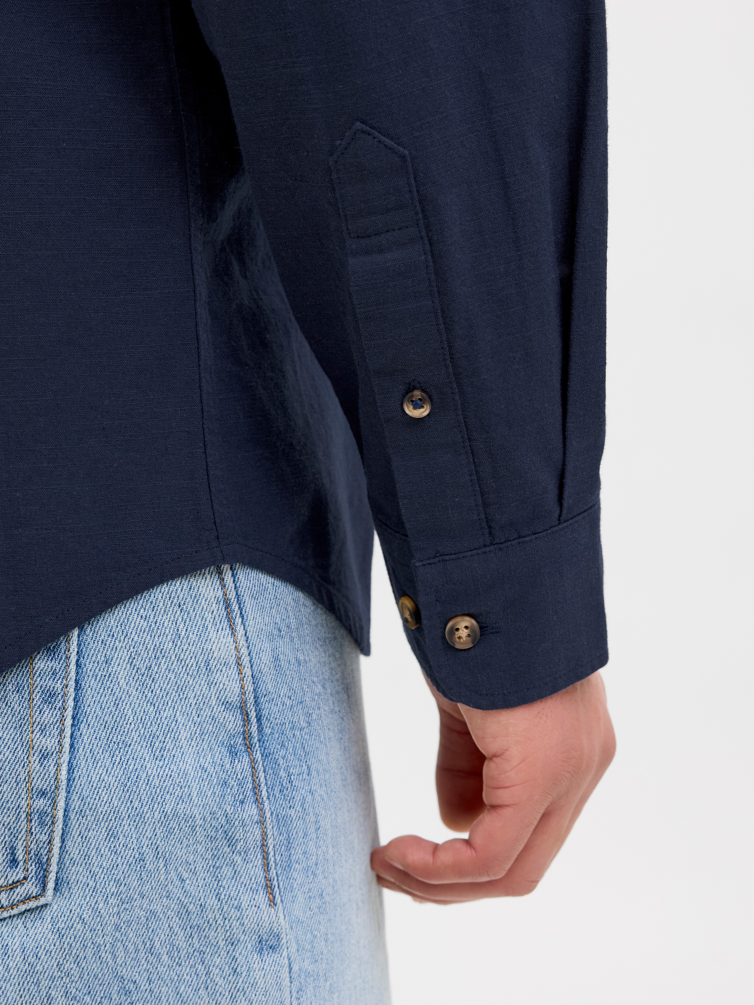 Jack & Jones Langarmhemd »JJESUMMER BAND SHIRT LS SN«, mit Bandkragen