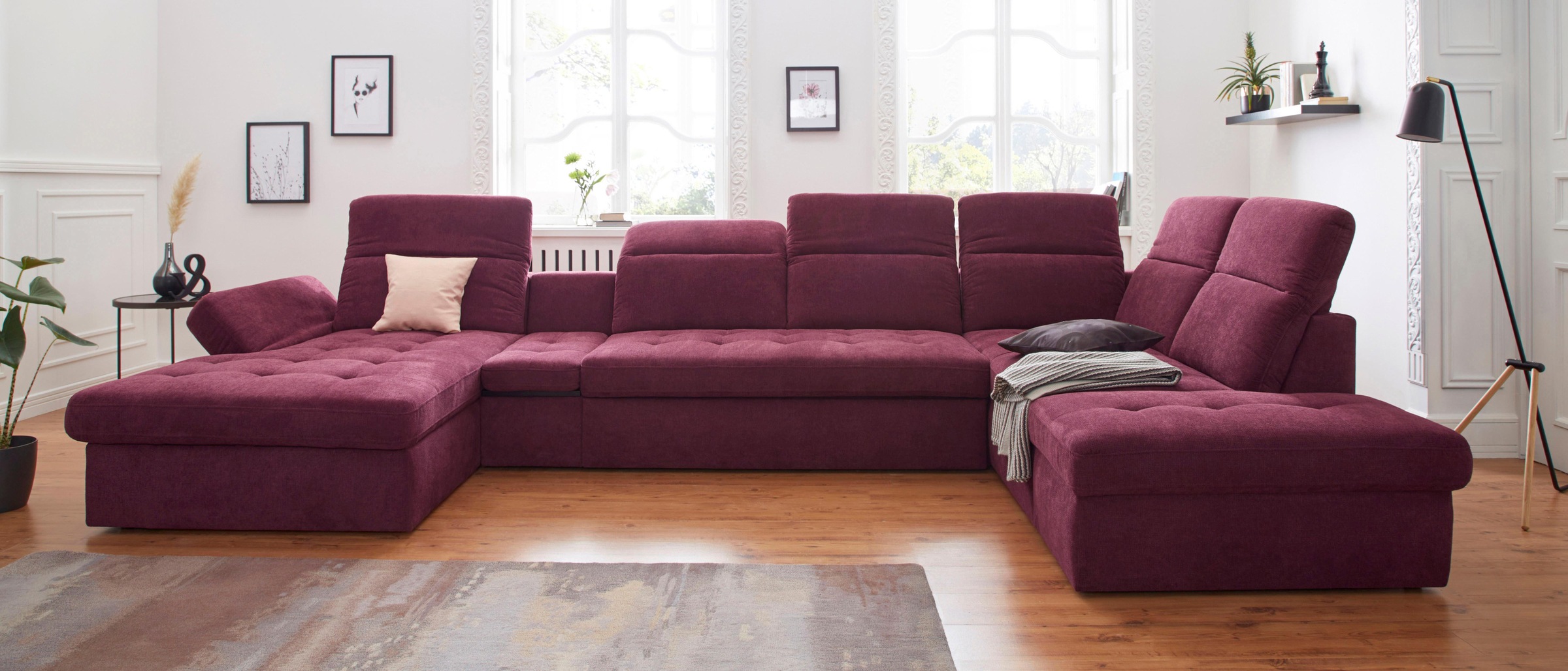 sit&more Wohnlandschaft »Stardust U-Form«, inklusive Kopfteilverstellung, Armlehnenfunktion und Tischelement