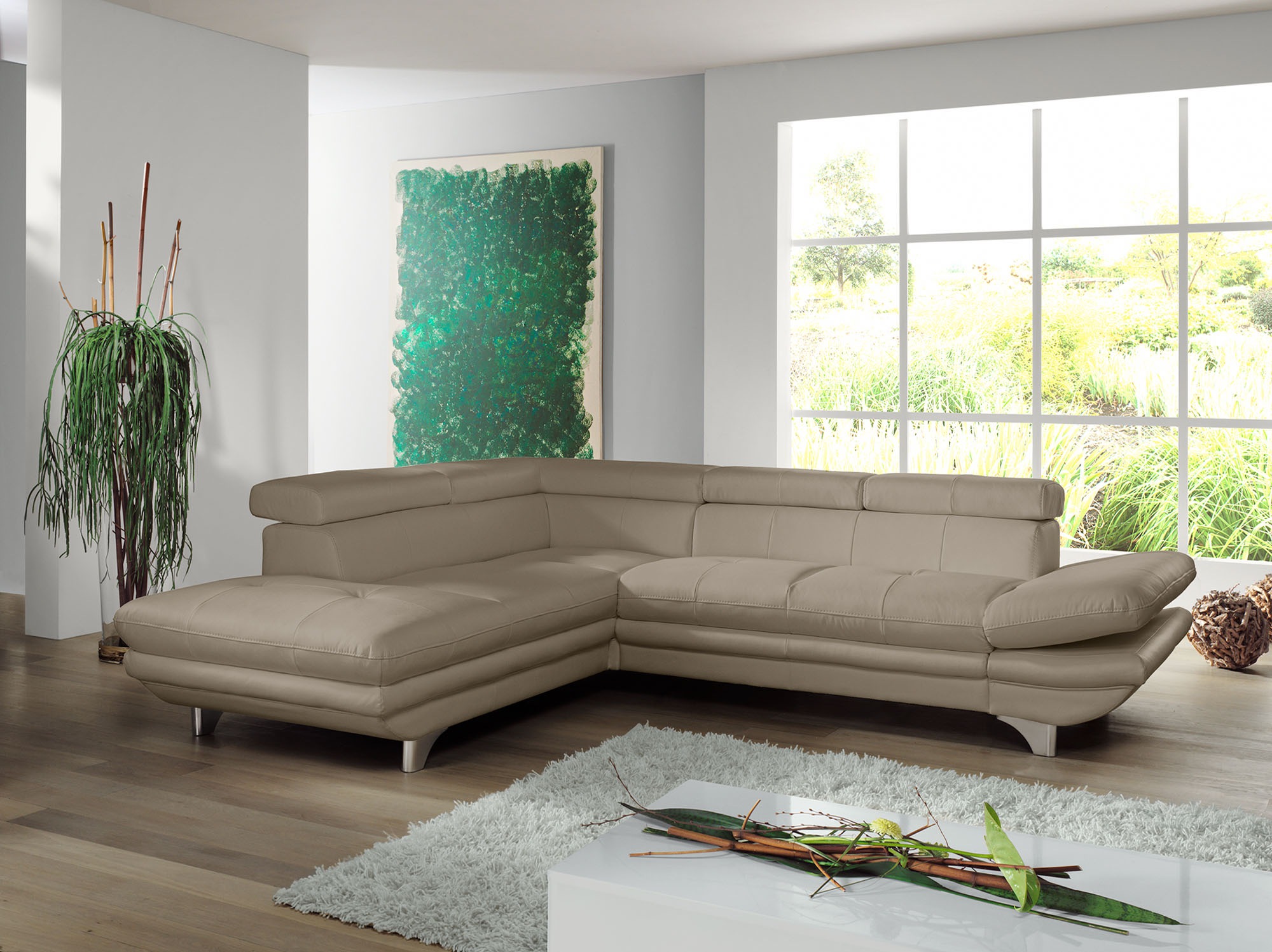 COTTA Ecksofa "Enterprise L-Form, B: 277 cm x L: 238 cm, bequeme Wellenunterfederung" Arm- & Kopfteilverstellung, optional Schlaffunktion