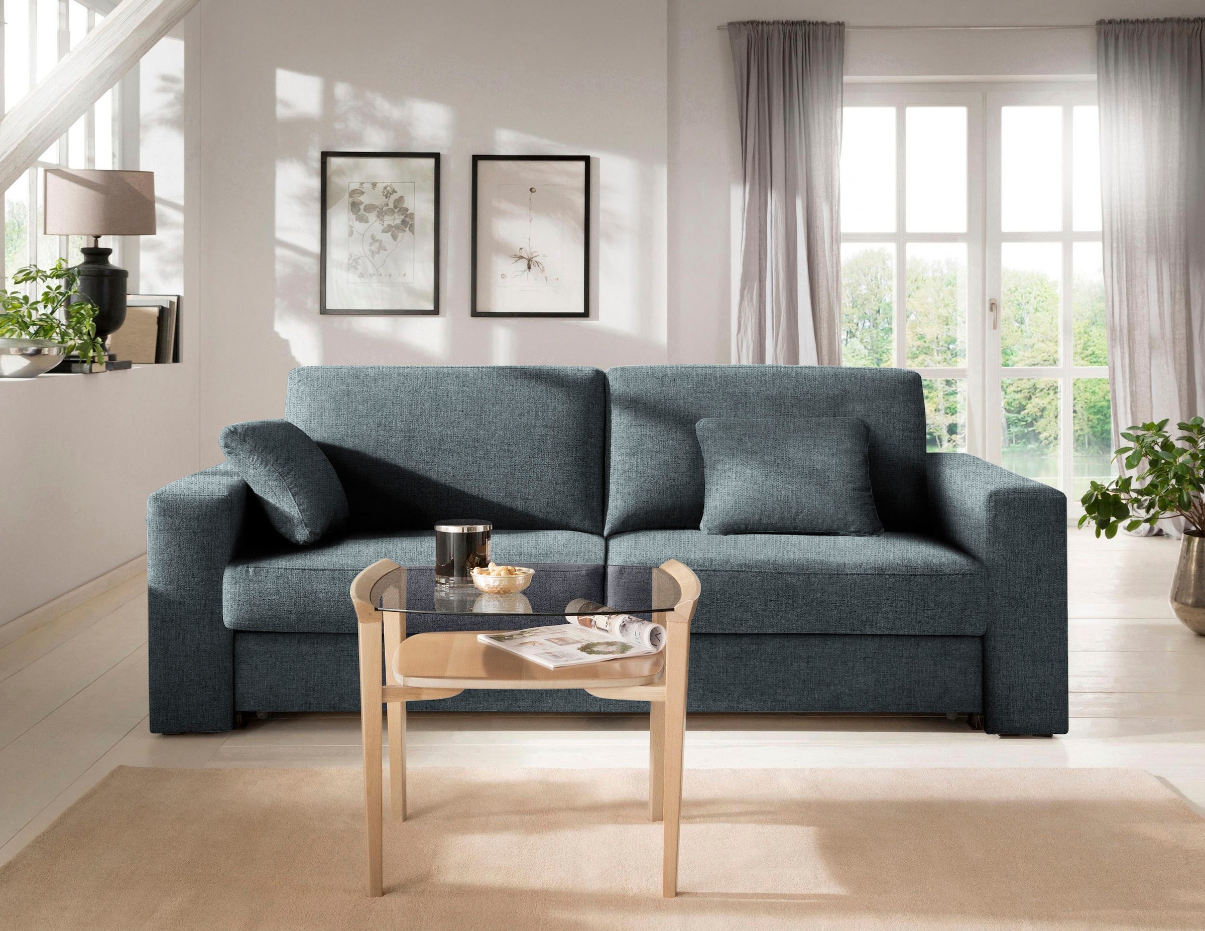 Home affaire Schlafsofa »Roma Matratzenhöhe 14 cm«, Dauerschlaffunktion, mit Unterfederung, Lattenrost, Matratze