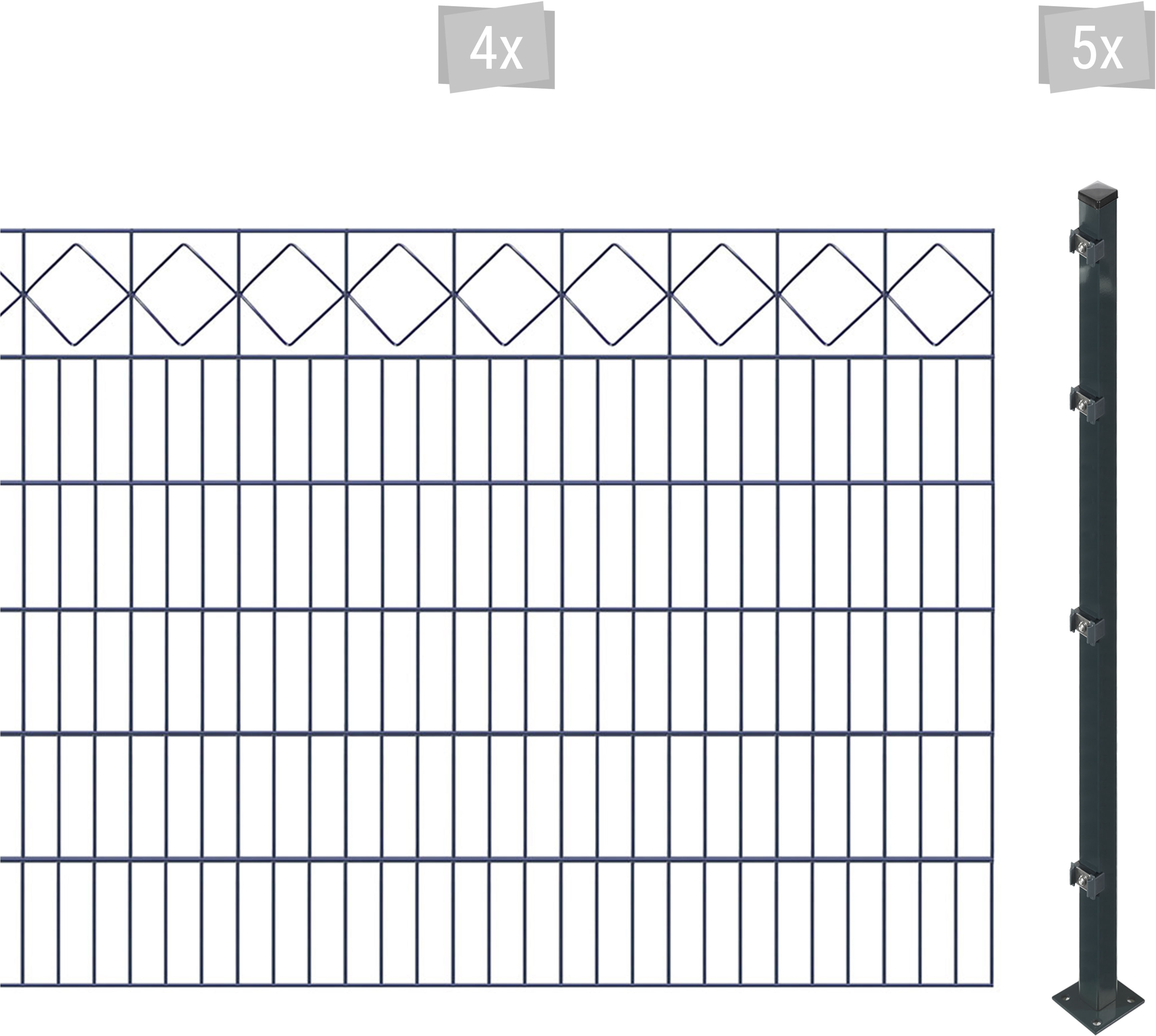 Arvotec "ESSENTIAL 120 zum Aufschrauben "Karo" mit Zierleiste" Zaunhöhe 120 cm, Zaunlänge 2 - 60 m