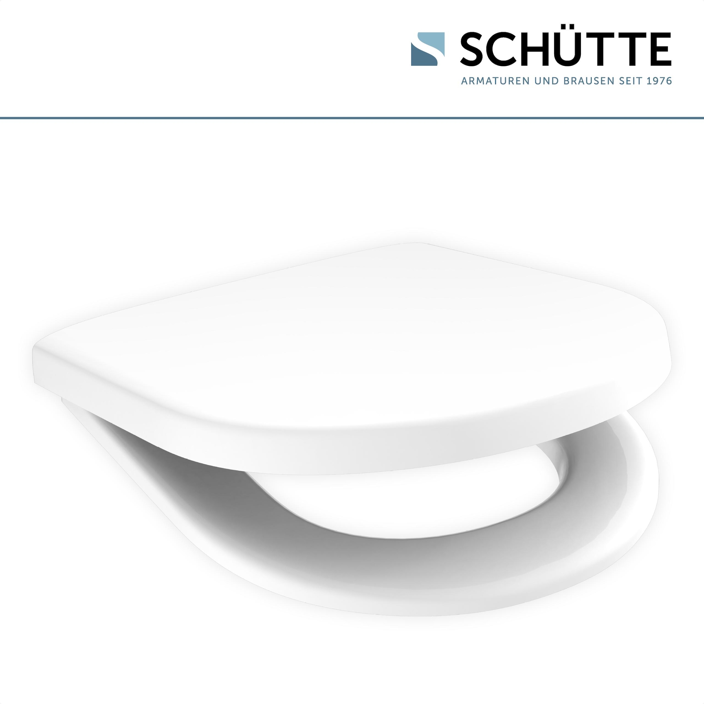 Schütte WC-Sitz »Duroplast, WHITE D-Form PRO 5«, (WC-Sitz, Befestigungsmaterial, Montageanleitung), mit Absenkautomatik und Schnellverschluss