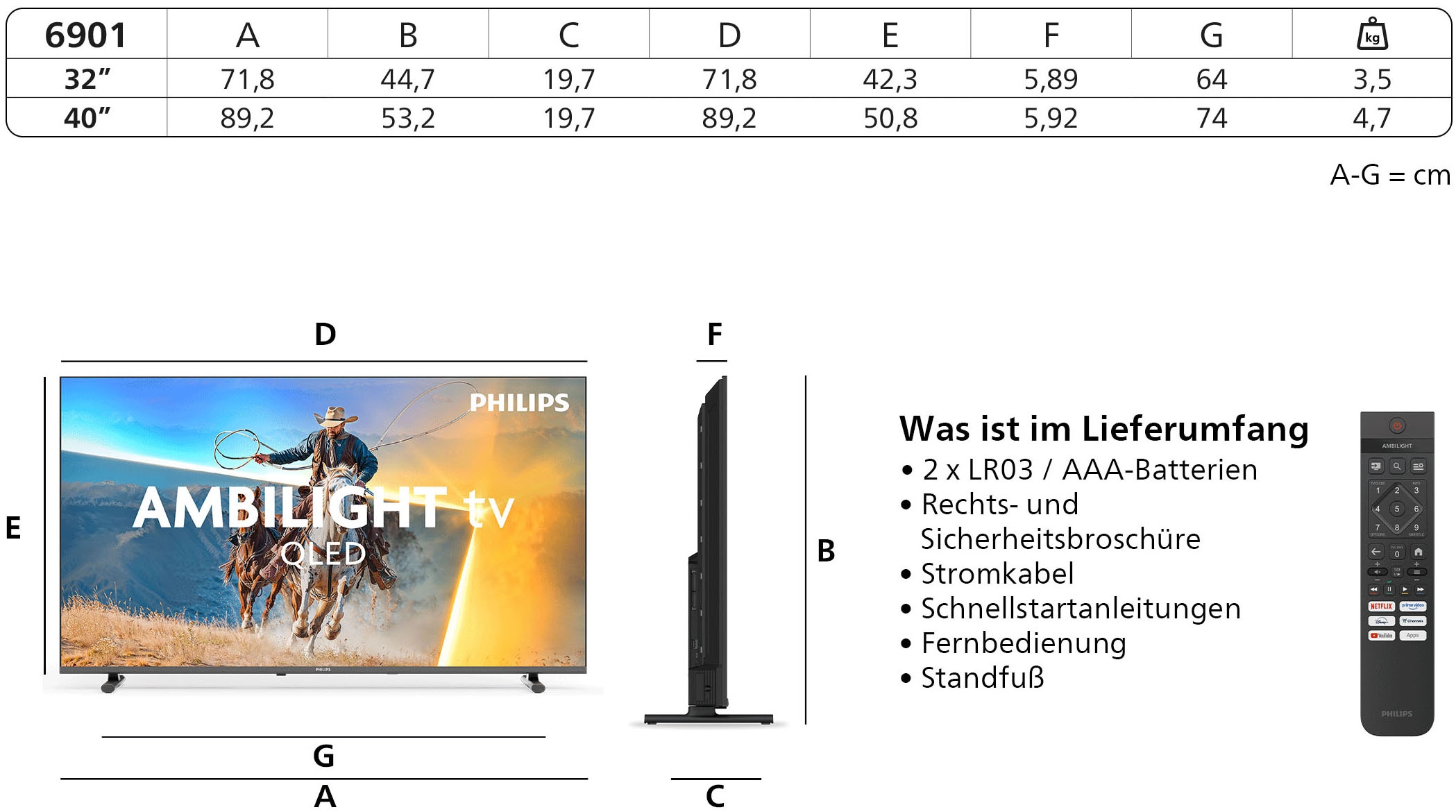 Philips QLED-Fernseher »32PQS6901/12« 80 cm/32 ″ Full HD Smart-TV