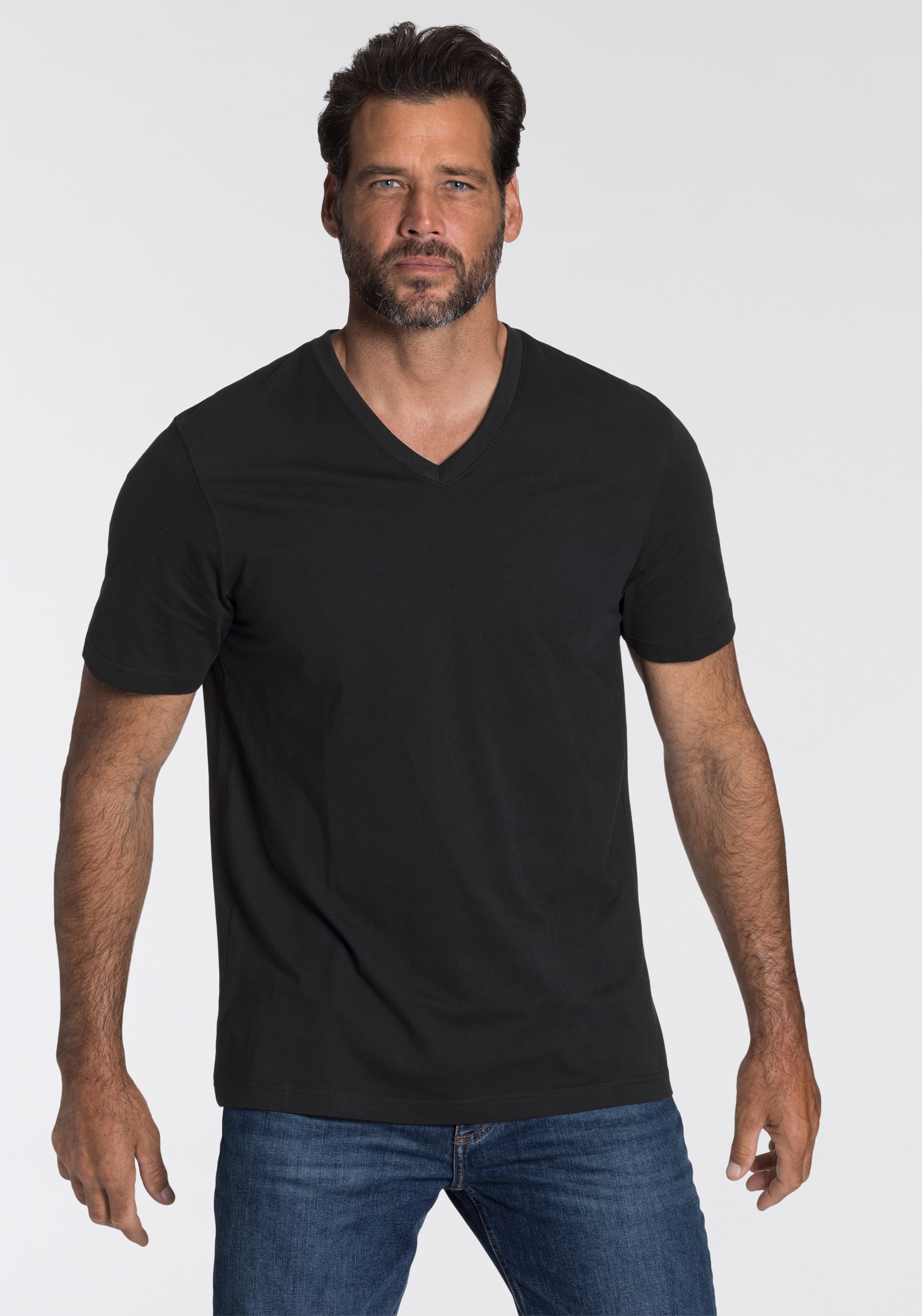 Mans World V-Shirt Packung, 3er-Pack, 3 Stk. tlg. Kurzarm, aus Baumwolle günstig online kaufen