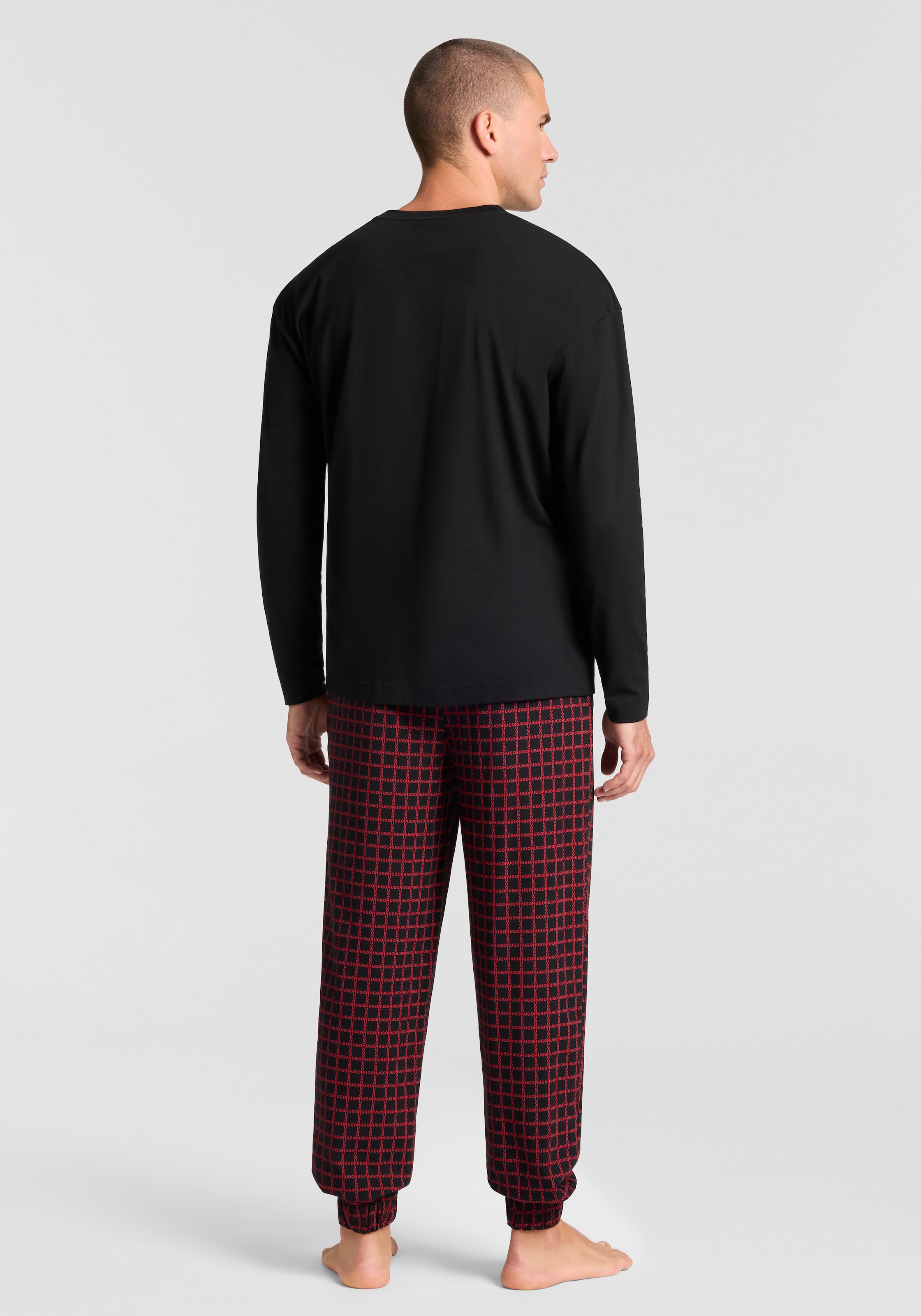 HUGO Underwear Pyjama Set, 2 tlg. Rundhalsausschnitt, elastischer Logobund