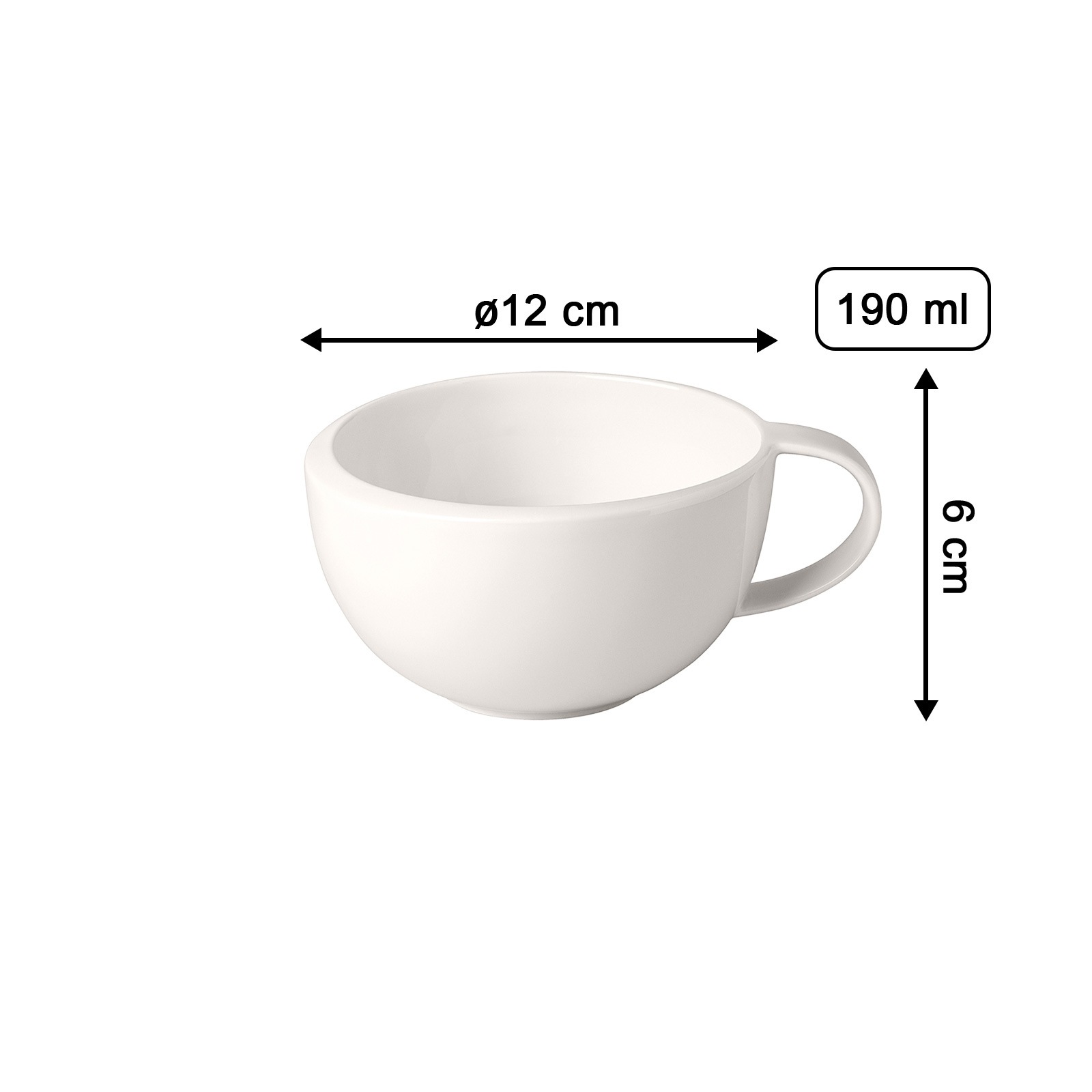 Tasse VILLEROY & BOCH "Kaffeetasse NewMoon 190 ml 6er Set weiß", weiß, 6 tlg., Porzellan, Trinkgefäße, Tasse 2