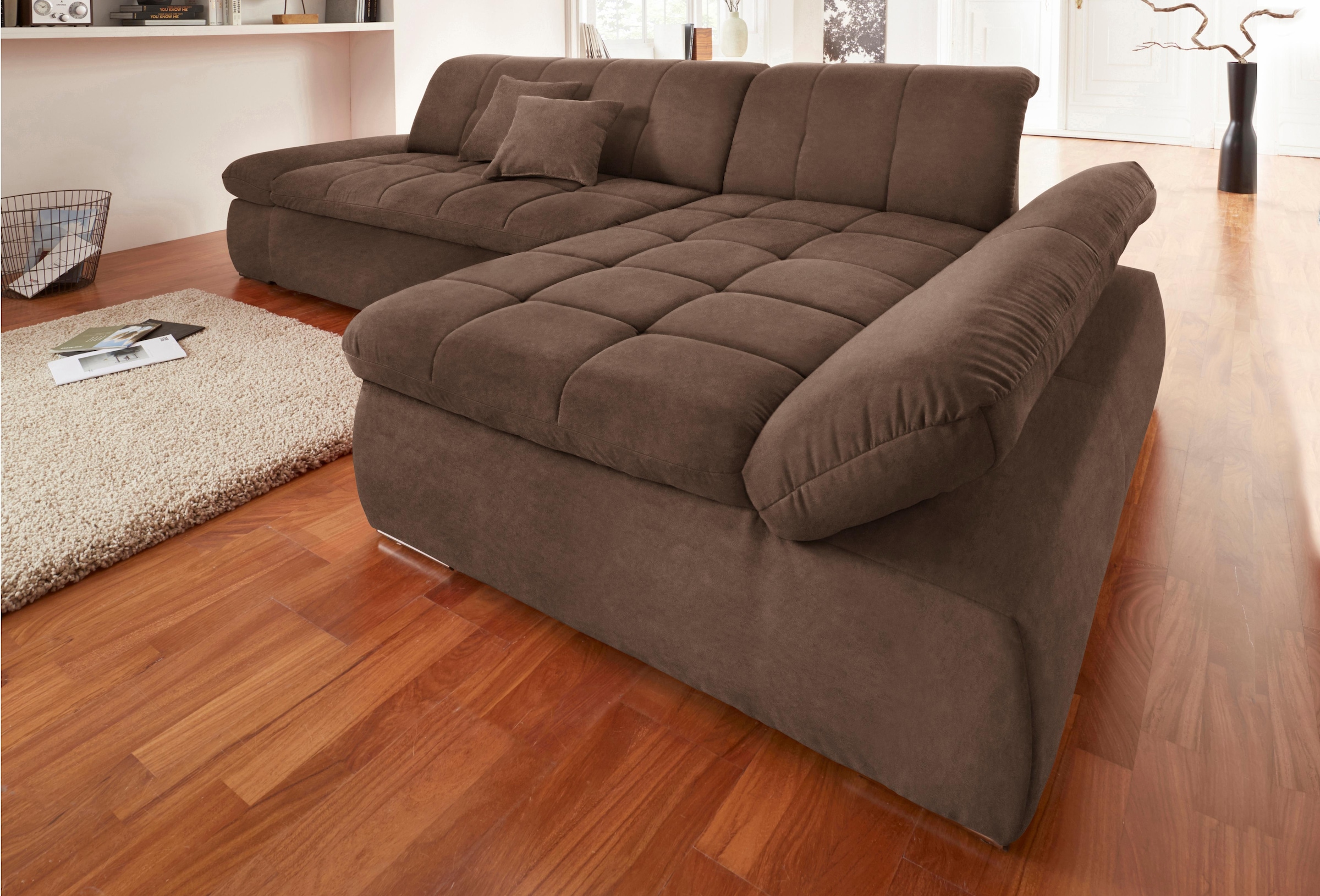 DOMO collection Ecksofa "NMORIC XXL, 300x172x80cm, viel Platz, bequem, L-Form" wahlweise mit Bettfunktion und Armlehnverstellung