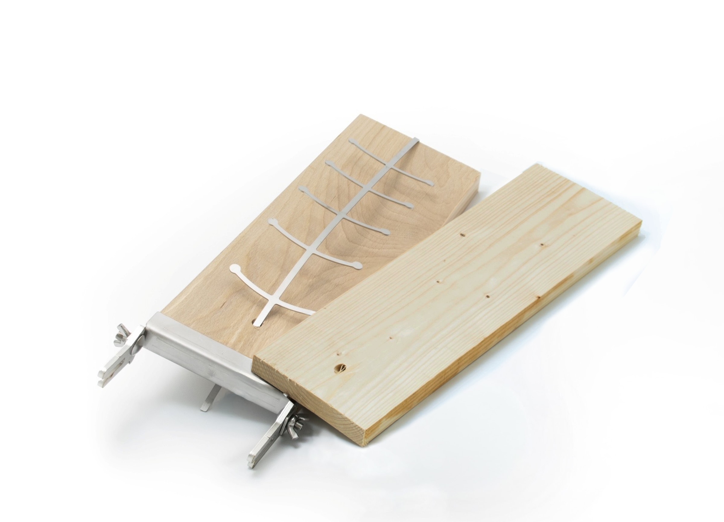 Buschbeck Grillguthalter "Flammlachsbrett-Set" Edelstahl Massivholz 2 Buchenbretter, 1 Halter, 1 Spange