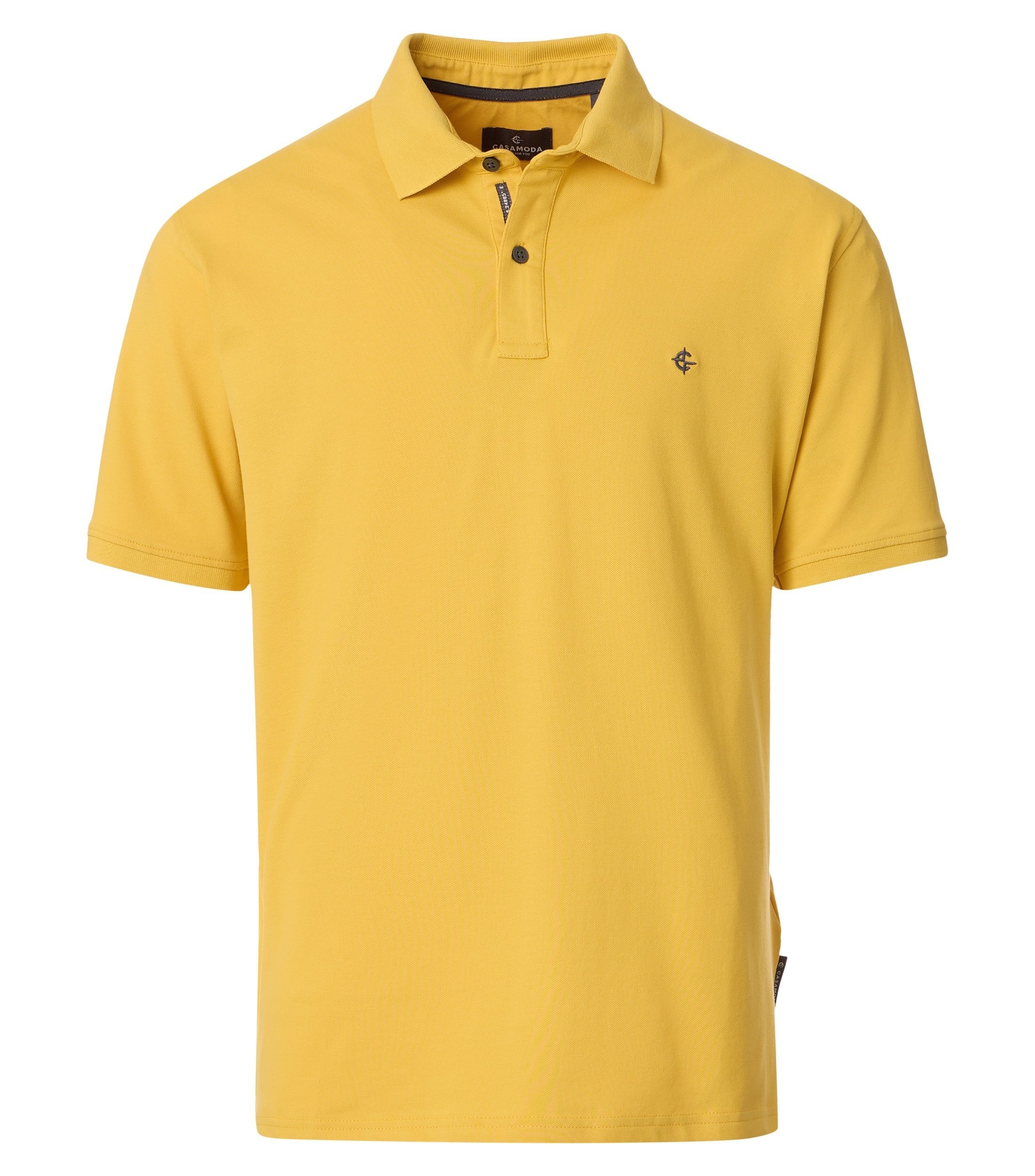 Poloshirt CASAMODA "CASAMODA Polo-Shirt uni", Damen, Gr. L, gelb, 95% Baumwolle, 5% Elasthan, Shirts