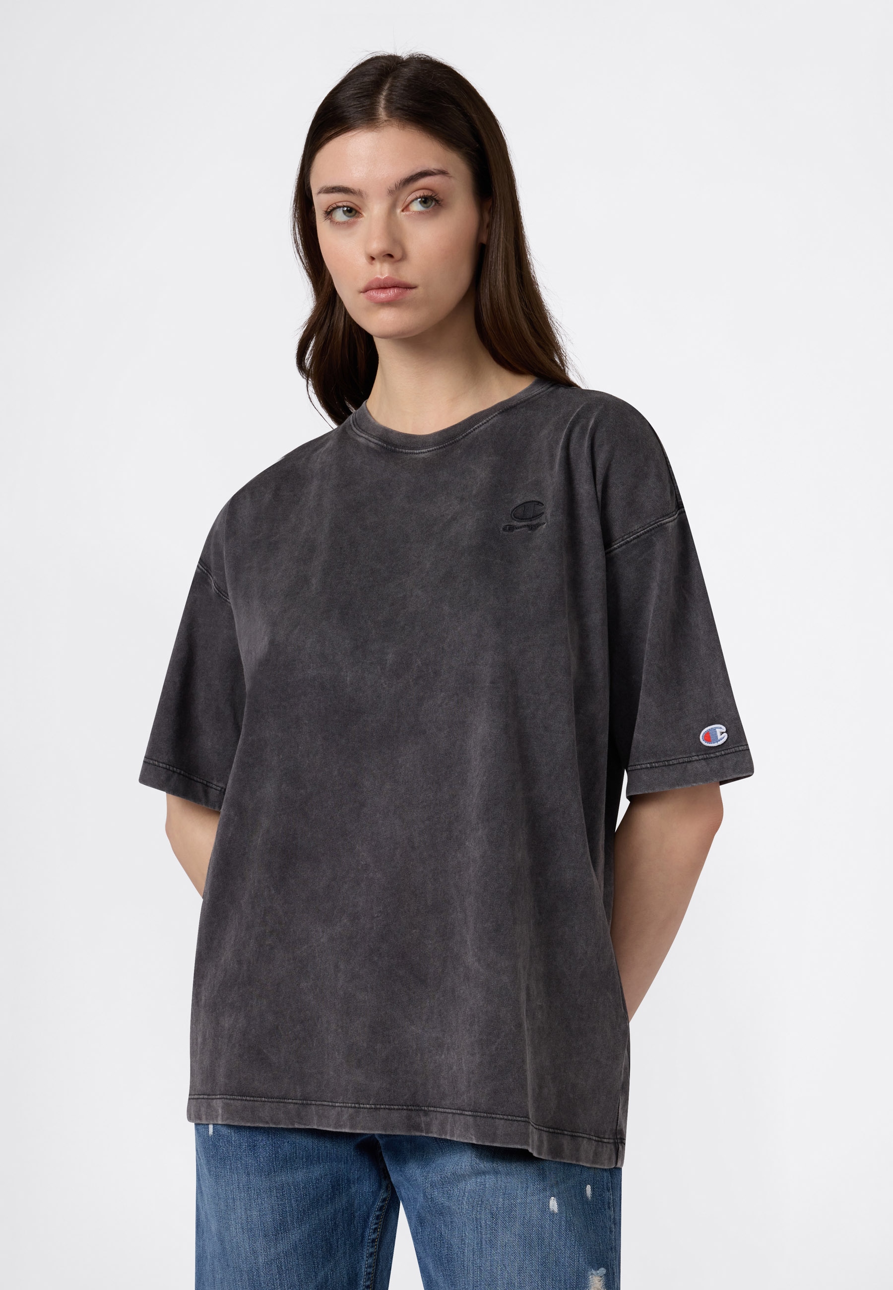 Champion T-Shirt "ICONS WASH Oversize T-Shirt" mit Rundhalsausschnitt, Kurzarm, aus Baumwolle, Oversize-Schnitt