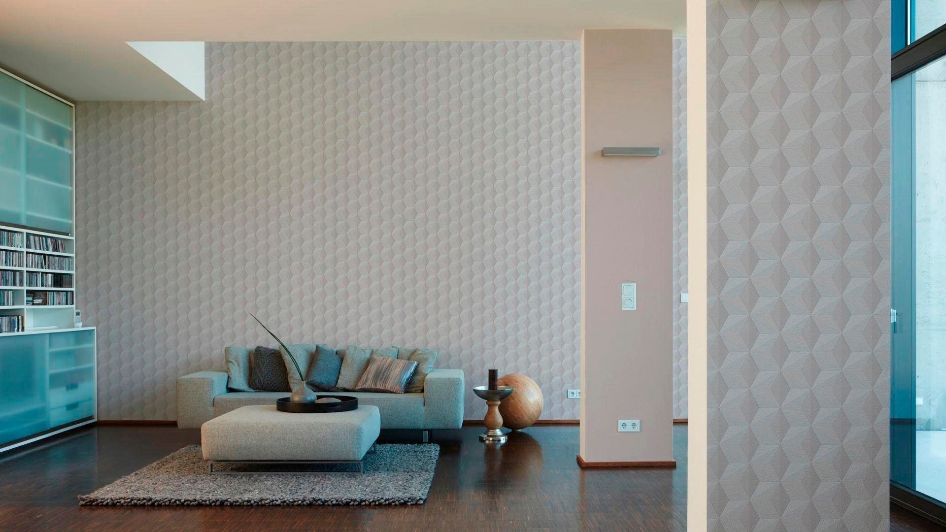 living walls Vliestapete »Life«, uni-unifarben-Strukturmuster-einfarbig-neutral, Uni Tapete einfarbig Metallic Tapeten Wohnzimmer Schlafzimmer Küche