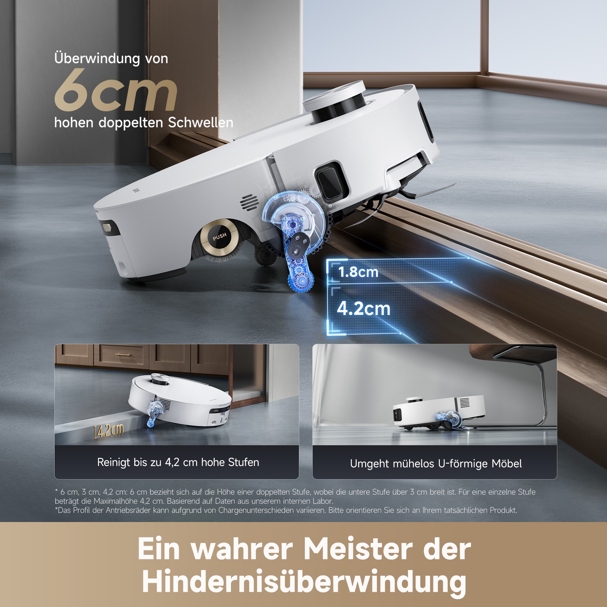 Dreame Nass-Trocken-Saugroboter »mit Wischfunktion Aqua10 Roller« Warmwasser-Wischsystem, Rollenmopp, überwindet Hindernisse, 30.000 Pa