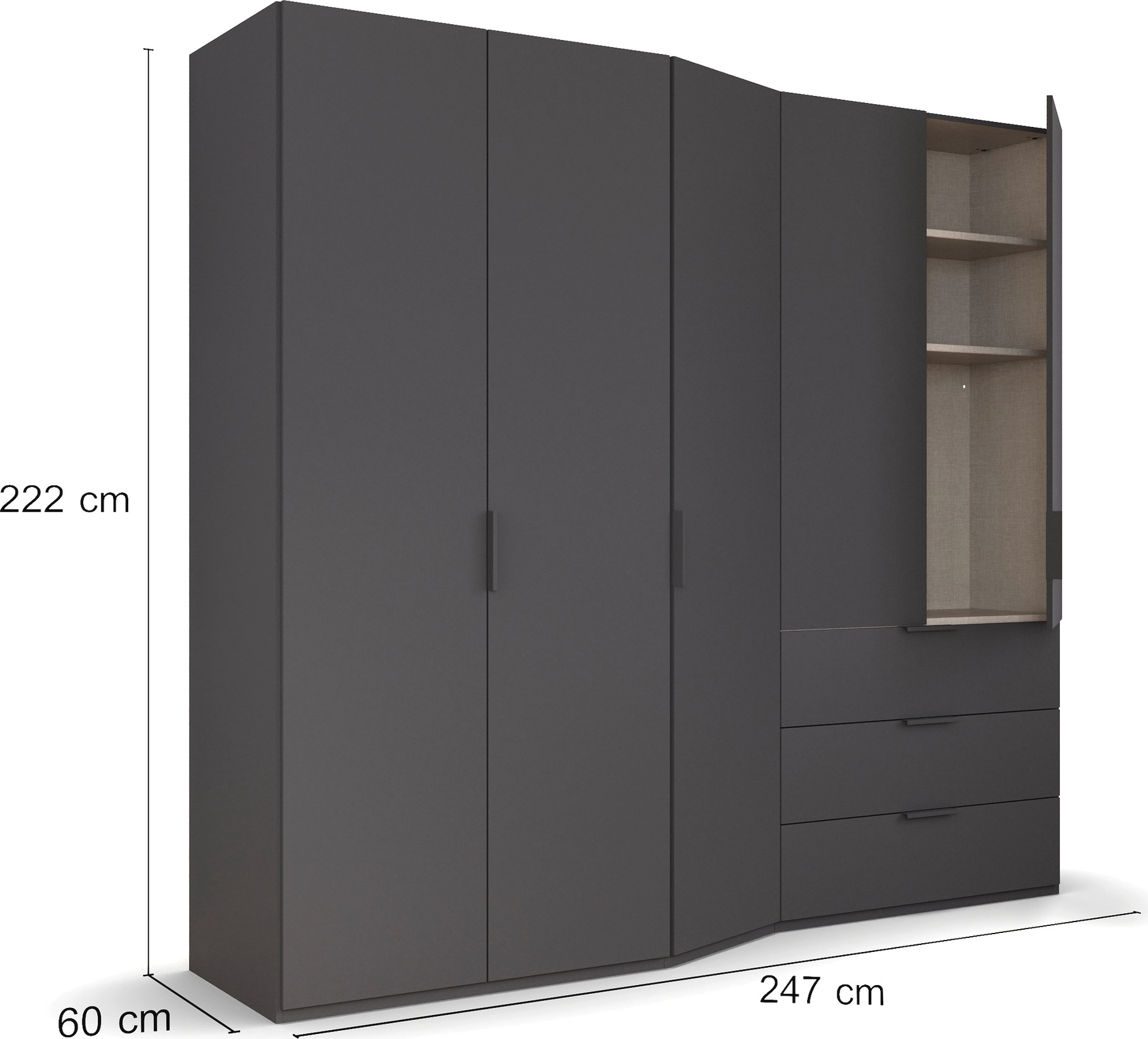 rauch Drehtürenschrank »Kleiderschrank Schrank Garderobe Wäscheschrank WAVE« in 2 unterschiedlichen Tiefen, mit Soft-Close Funktion MADE IN GERMANY