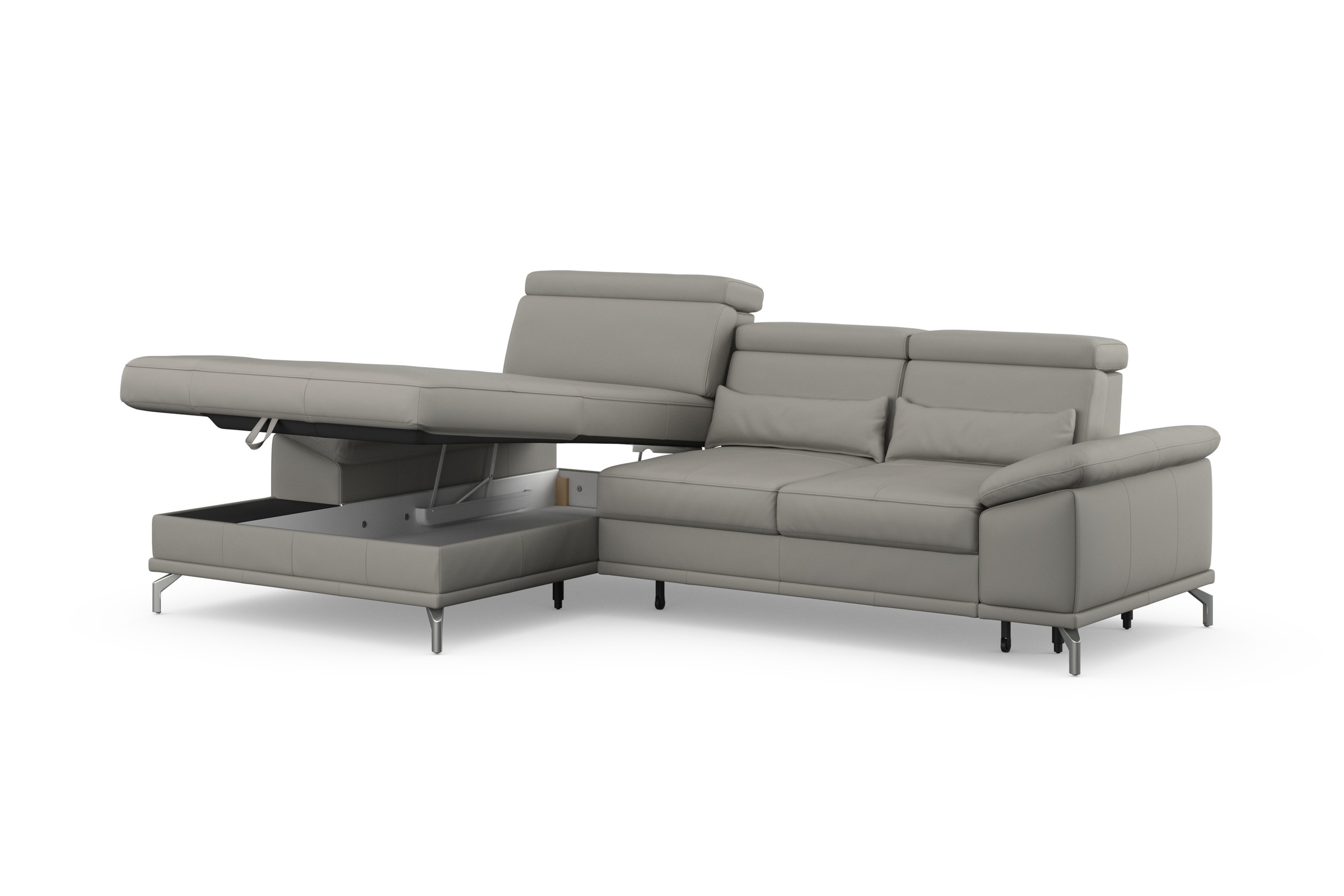 sit&more Ecksofa »Cabrio L-Form, mit Sitztiefenverstellung, Arm- und Kopfteilverstellung«, 2 Nierenkissen, Federkern, optional Bettfunktion und Stauraum