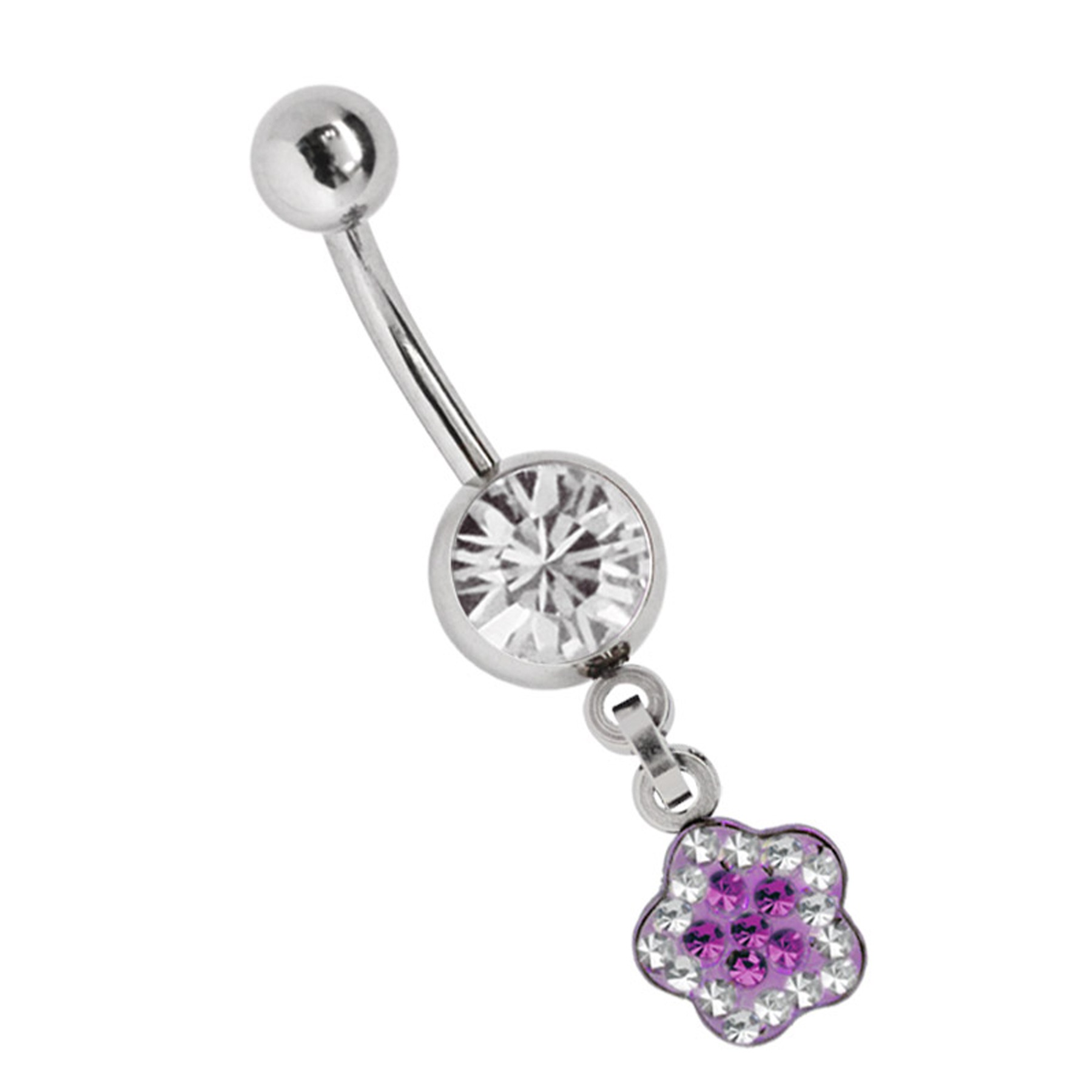 ADELIA ́S Damen Bauchnabelpiercing "Piercing Bauchnabelpiercing", onesize, lila, Chirurgiestahl, Piercings, Banane mit 8 mm Zirkoniakugel in klar