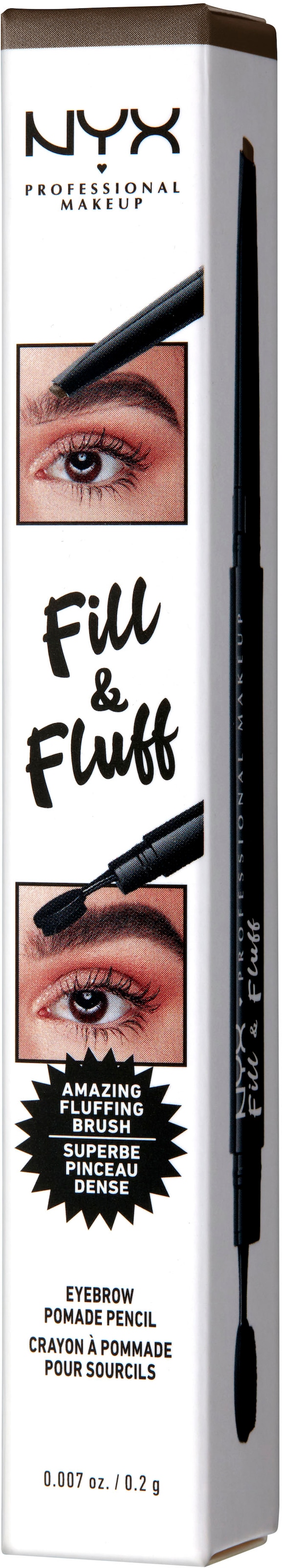 NYX Augenbrauen-Stift »Professional Makeup Fill & Fluff Eyebrow Pomade Pencil«, mit dichter Härchenbürste