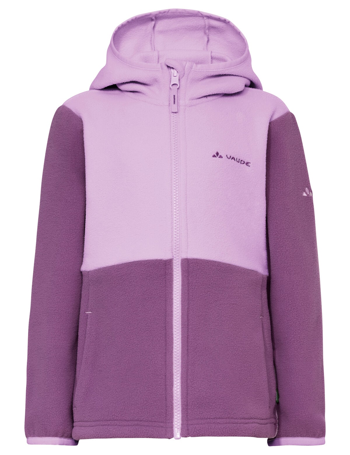 Kapuzenfleecejacke VAUDE "KIDS PULEX HOODED JACKET II", Kinder, Gr. 104, magenta, Fleece, Obermaterial: 100% Polyester, normal, hoch geschlossener Ausschnitt, eingesetzt elastischer Bund, Jacken, mit Kapuze, atmungsaktives Material, mit Eingrifftaschen