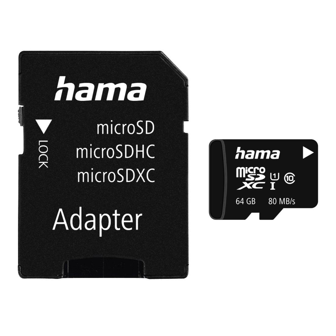 Hama Speicherkarte »microSDHC 16GB Class 10 UHS-I 80MB/s +Adapter/Foto«, (UHS-I Class 10 80 MB/s Lesegeschwindigkeit)