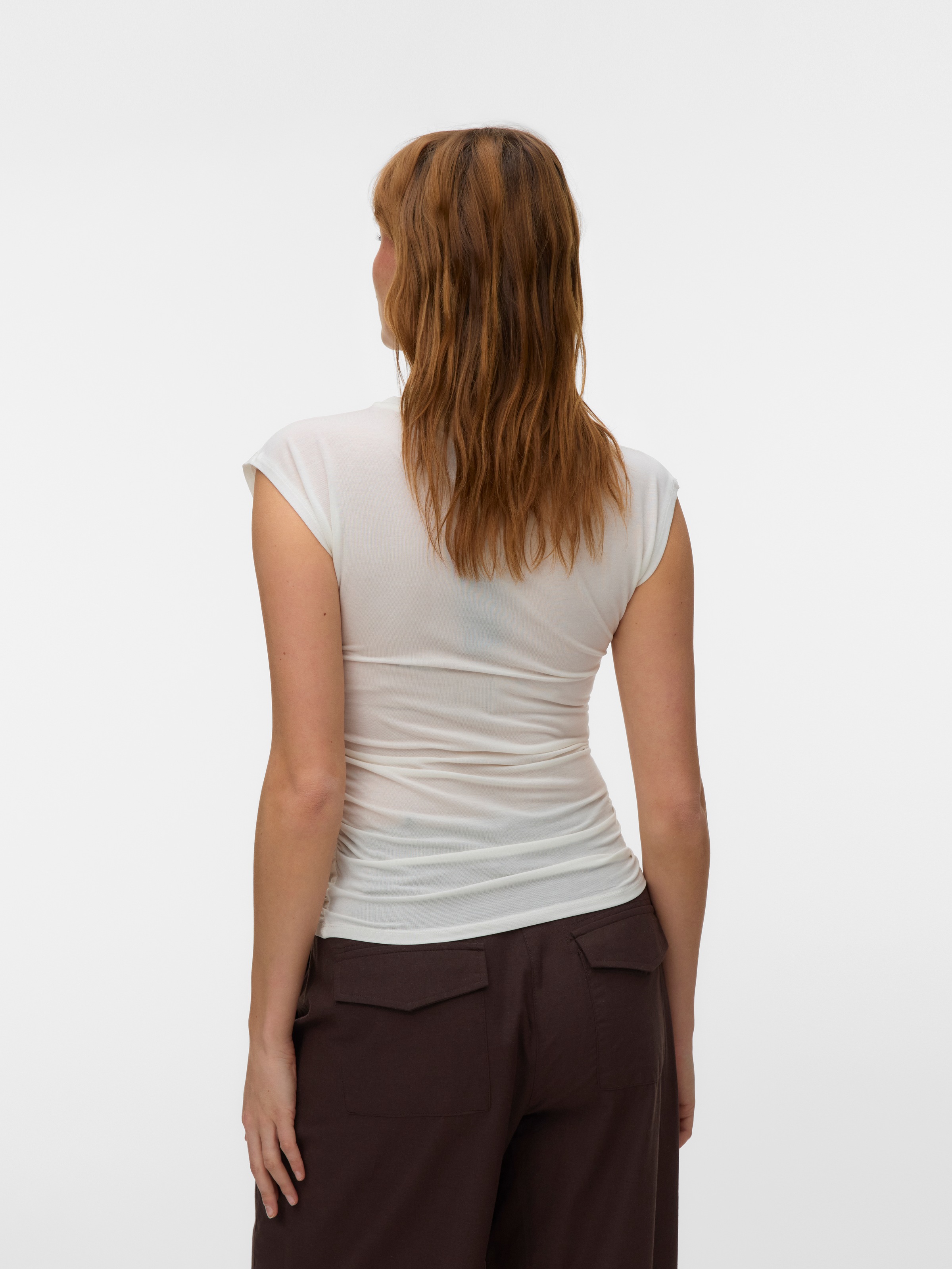 Vero Moda Rundhalsshirt "VMAVASARAH SL TOP JRS NOOS" Materialmix, seitlich günstig online kaufen