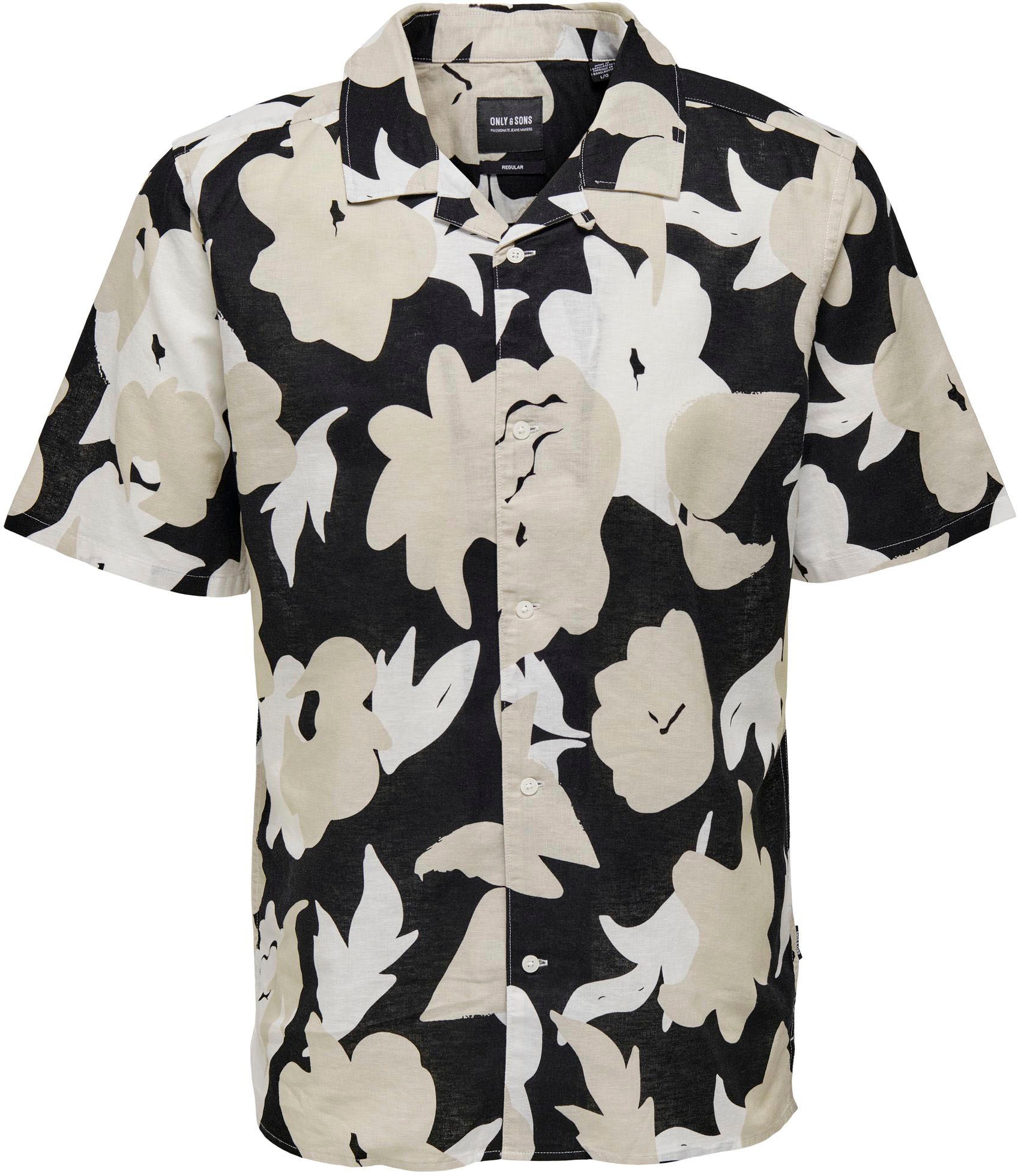 ONLY & SONS Kurzarmhemd "ONSTREV REG CTN LIN AOP SS SHIRT NOOS" günstig online kaufen