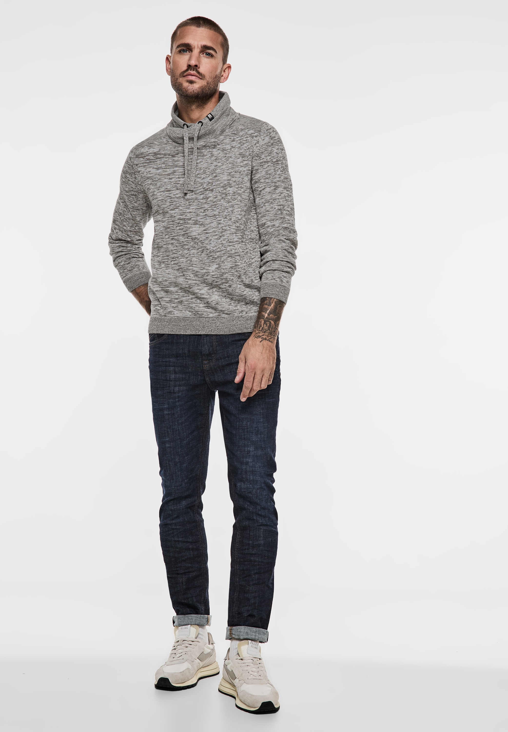 STREET ONE MEN Stehkragenpullover, mit Stehkragen