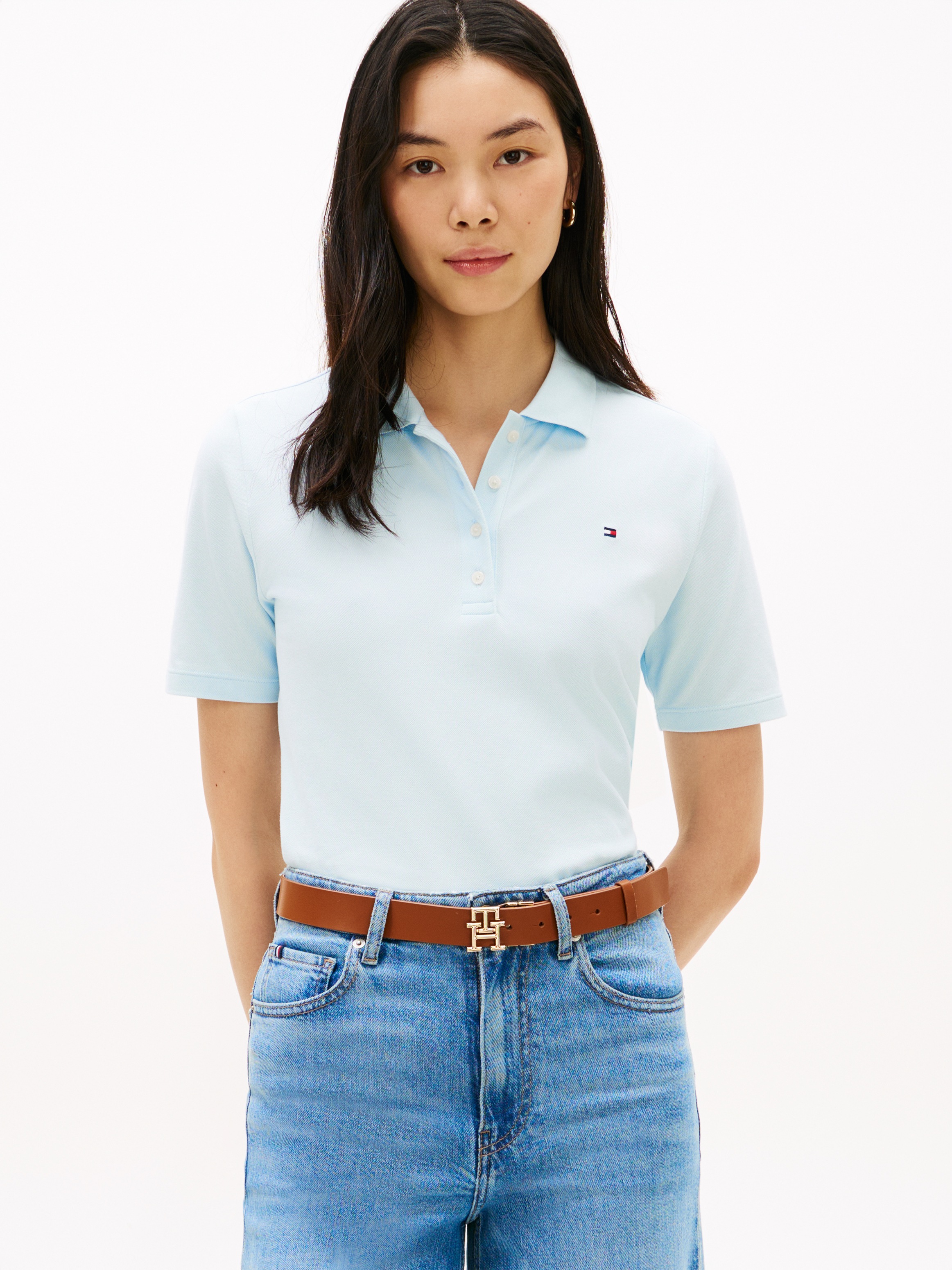 Tommy Hilfiger Poloshirt "1985 REG PIQUE POLO" mit Logo-Stickerei, Seitensc günstig online kaufen