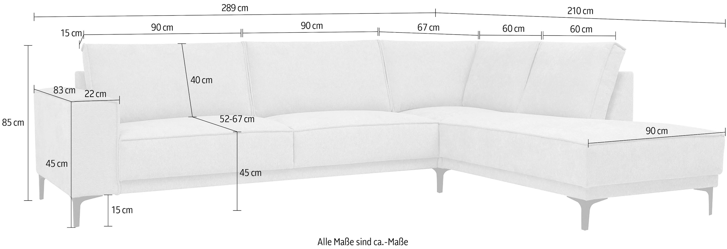 Places of Style Ecksofa »Oland«, L-Form, im zeitlosem Design und hochwertiger Verarbeitung