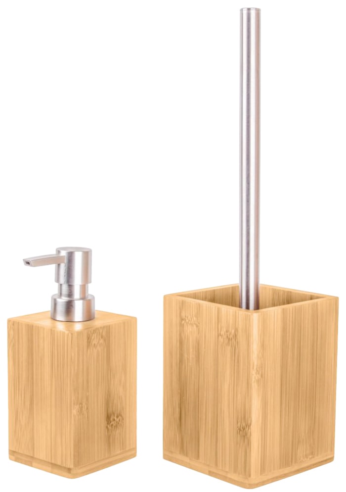 Sanilo Badaccessoire-Set »Bambus«, BAUR bestellen strukturiert aus bestehend 2 Seifenspender | tlg.), (Kombi-Set, WC-Bürste, und