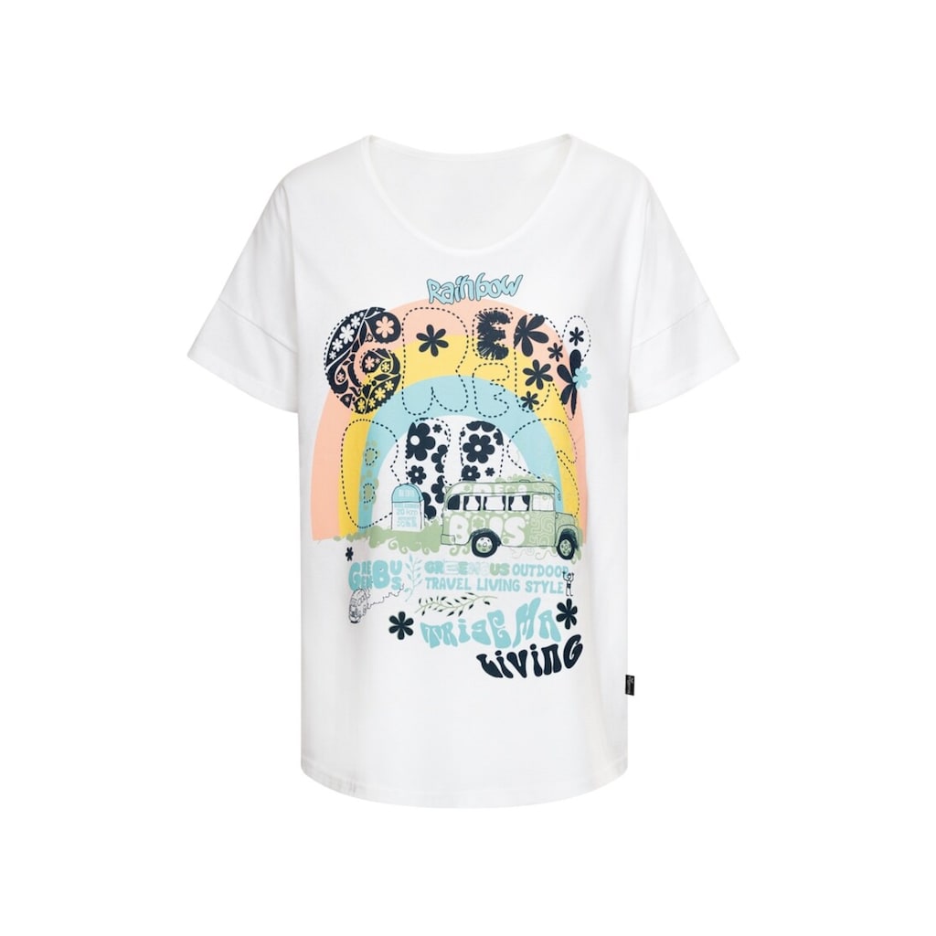 Trigema T-Shirt »TRIGEMA Oversized T-Shirt mit buntem Hippie-Print«, (1 tlg.)