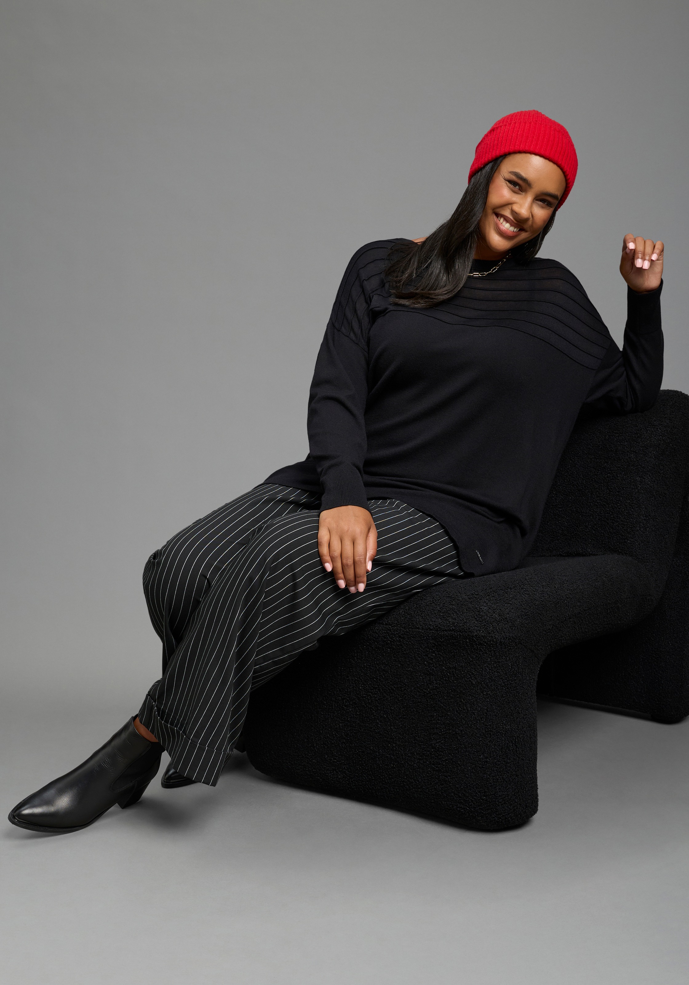 Laura Scott CURVE Strickpullover »Große Größen« auch in großen Größen, weite Passform, po-bedeckende Länge