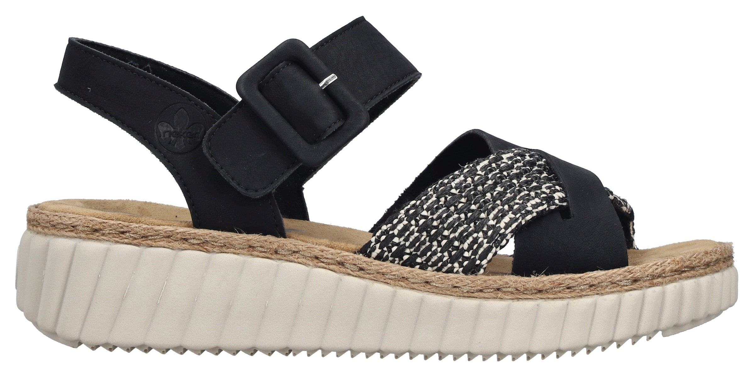Rieker Sandale  Sommerschuh, Strandschuh, Urlaubsschuh mit Bastumrahmung