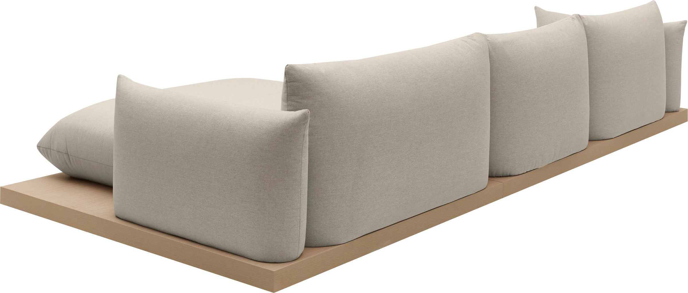 OTTO home Ecksofa »Kalix, Polsterecke mit kräftigem Holz-Plateau, moderne Couch in L-Form«, wahlweise Recamiere links o. rechts, Strukturstoff, hoher Sitzkomfort