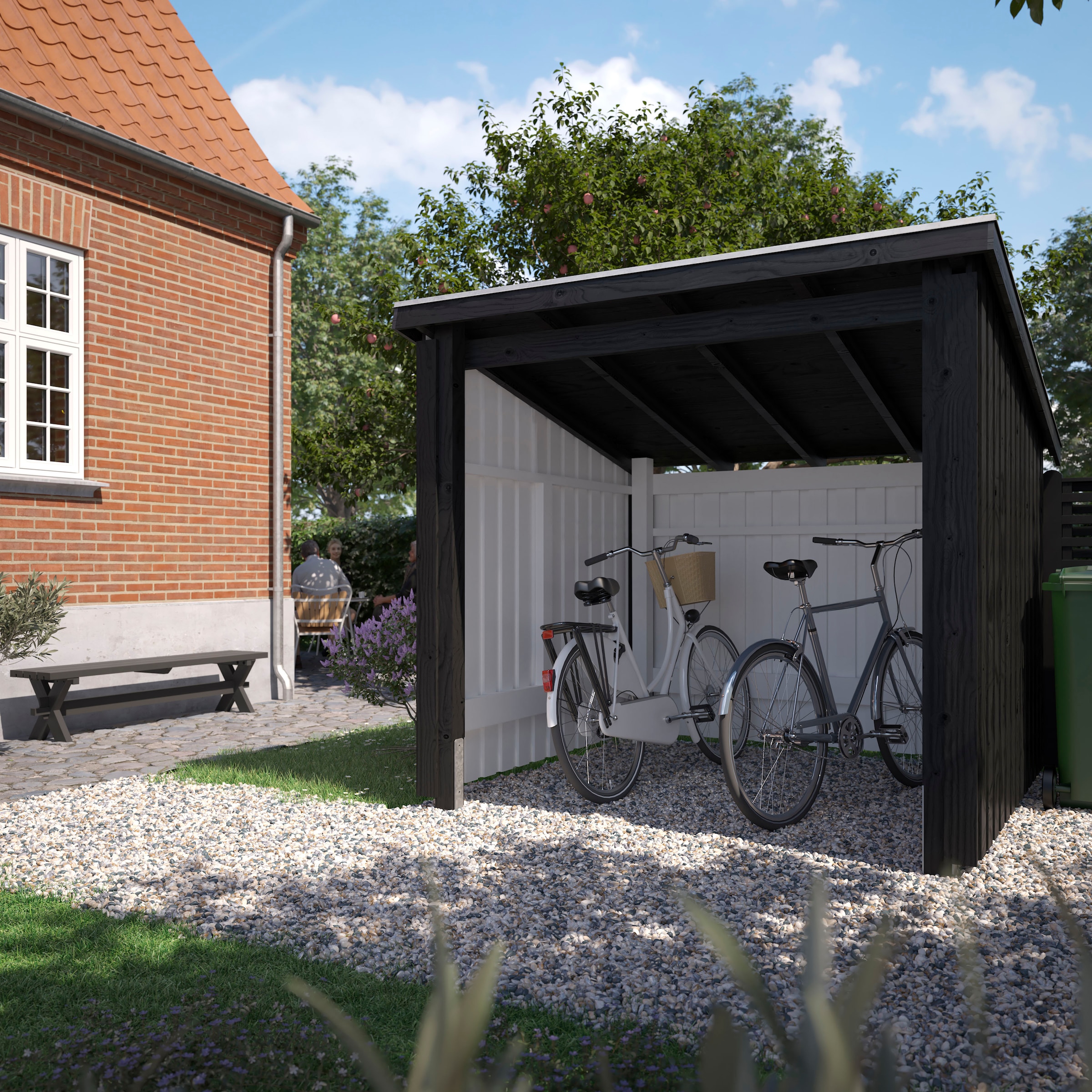 PLUS Gartenhaus »Nordic«, (Packung), Fahrradunterstand offen, inkl. Dachpappe/Aluleisten/H-Füße