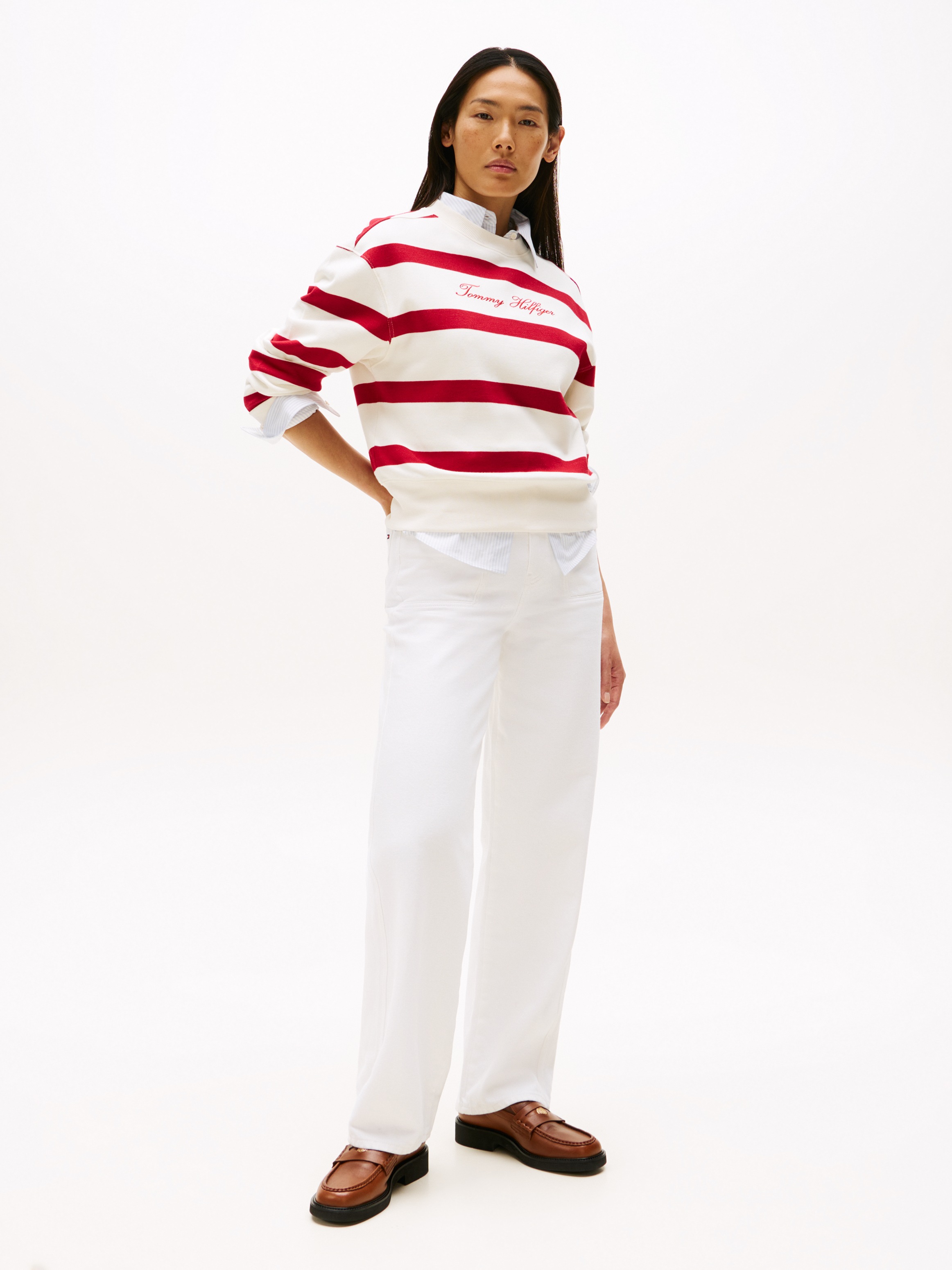 Tommy Hilfiger Sweatshirt »SCRIPT REG PIQUE SWTSHRT«, mit Tommy Hilfiger Script Logo-Schriftzug