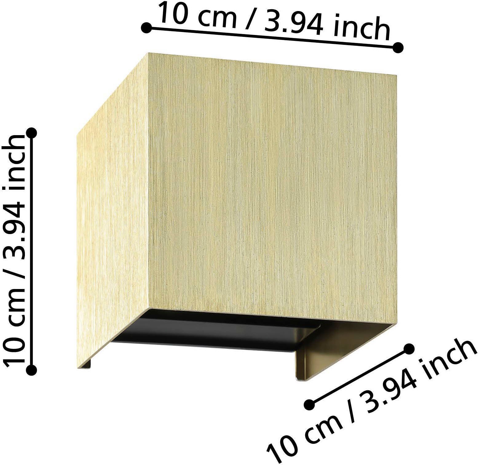 EGLO Wandleuchte »Valmontone Wandlampe,innen, Würfel, indirekte Up und Down Beleuchtung« LED-Modul 1 Stk. Warmweiß Wand-/Deckenleuchte - L10 x H10 x AL10 cm - messing-gebürstet