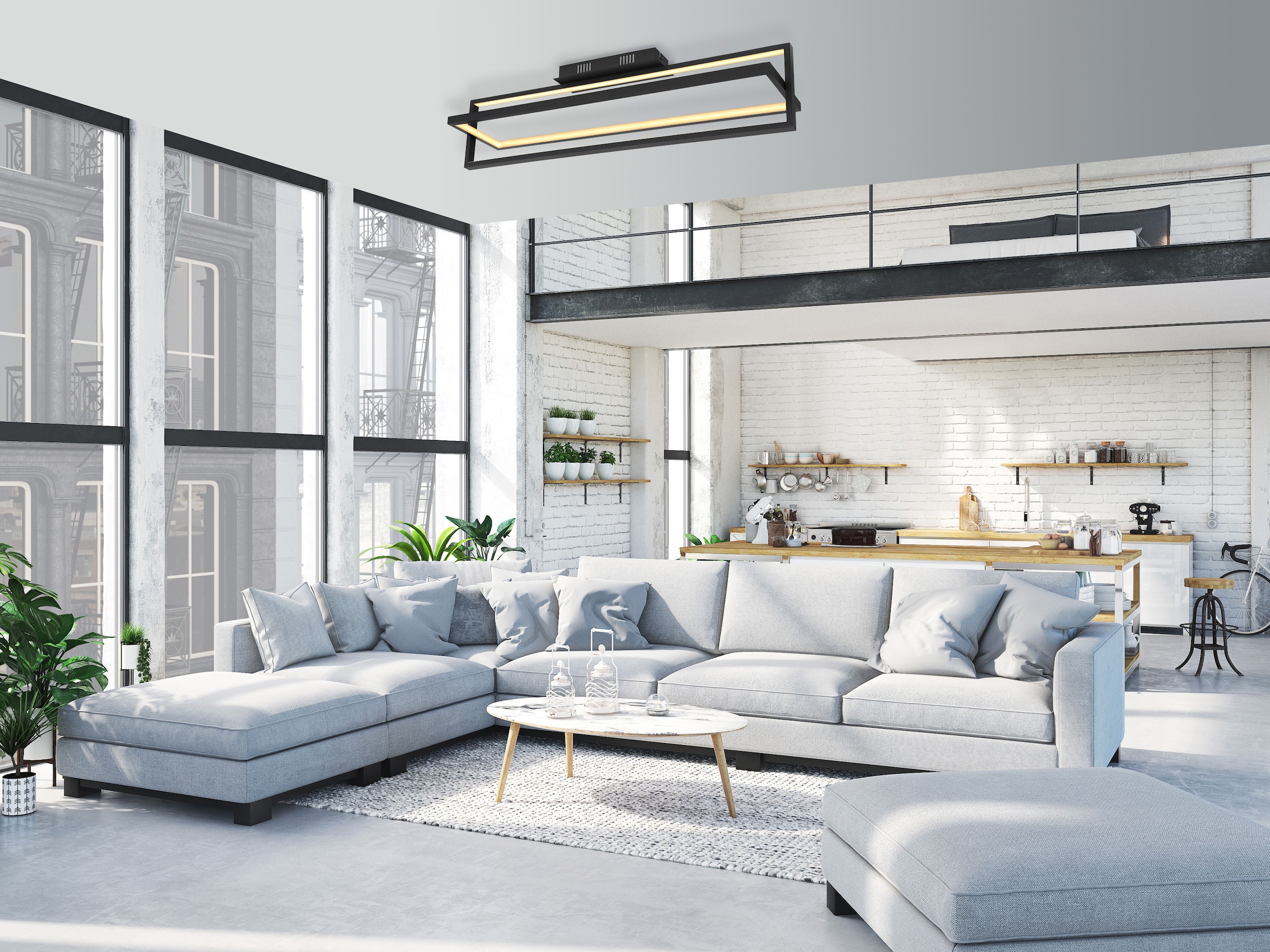 GLOBO LIGHTING LED Deckenleuchte »FLIPS«, Leuchtmittel LED-Modul | LED fest integriert, Deckenlampe/Wohnzimmer/Schlafzimmer/modern