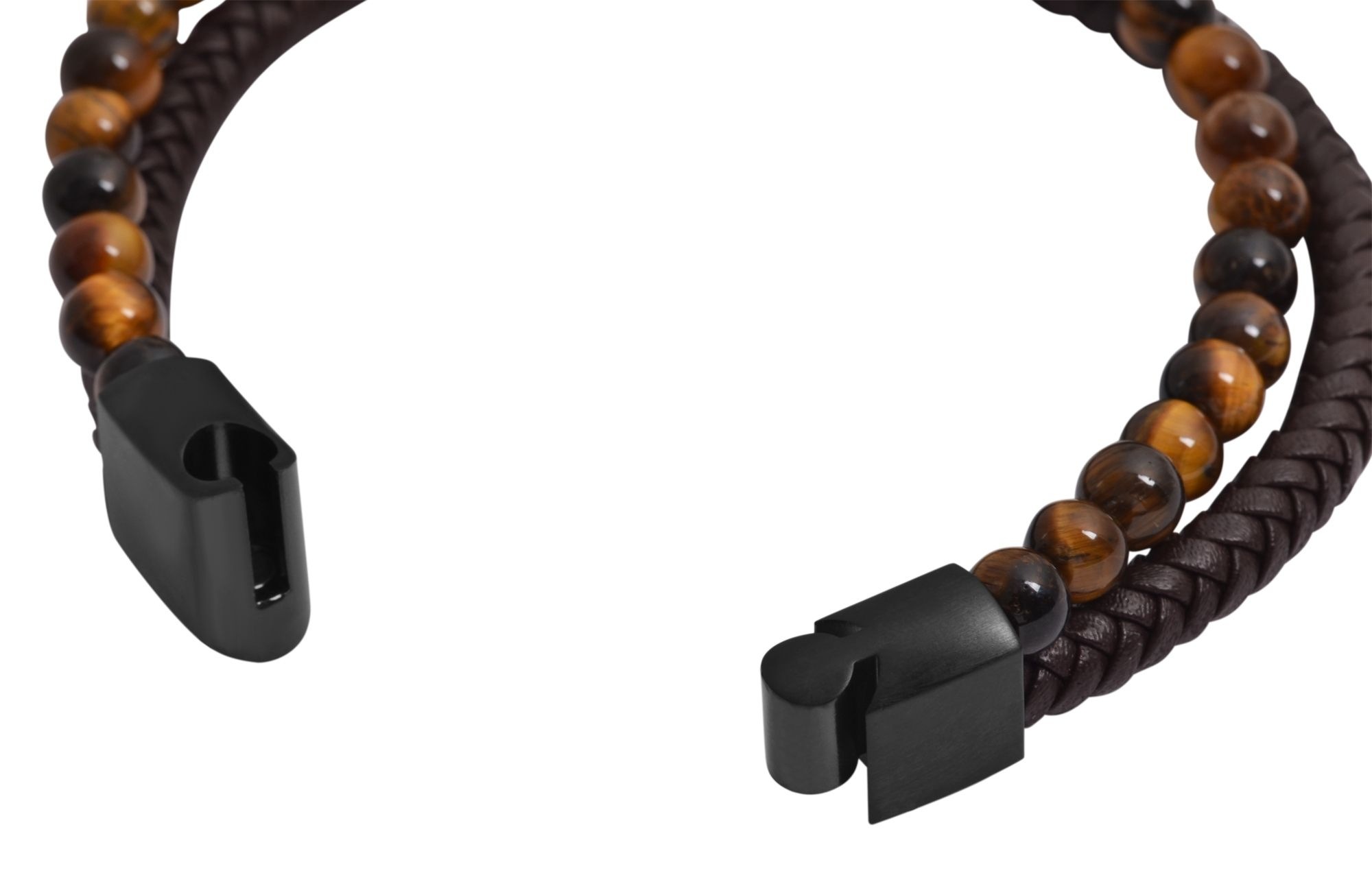 Adelia's Unisex Leather Beaded Bracelet Brown 23cm