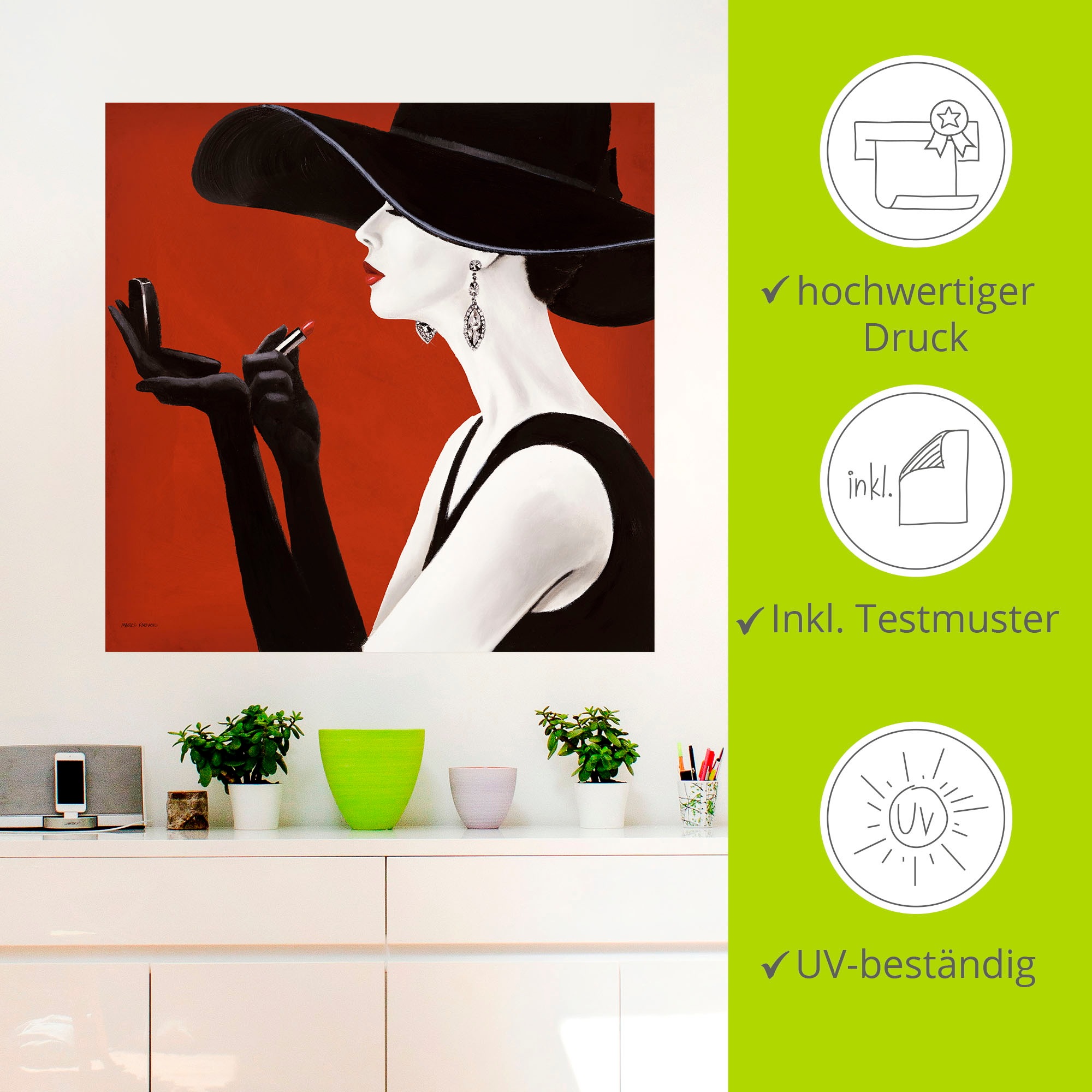 Artland Wandbild »Hut ab II«, Frau, (1 St.), als Leinwandbild, Poster, Wandaufkleber in verschied. Größen