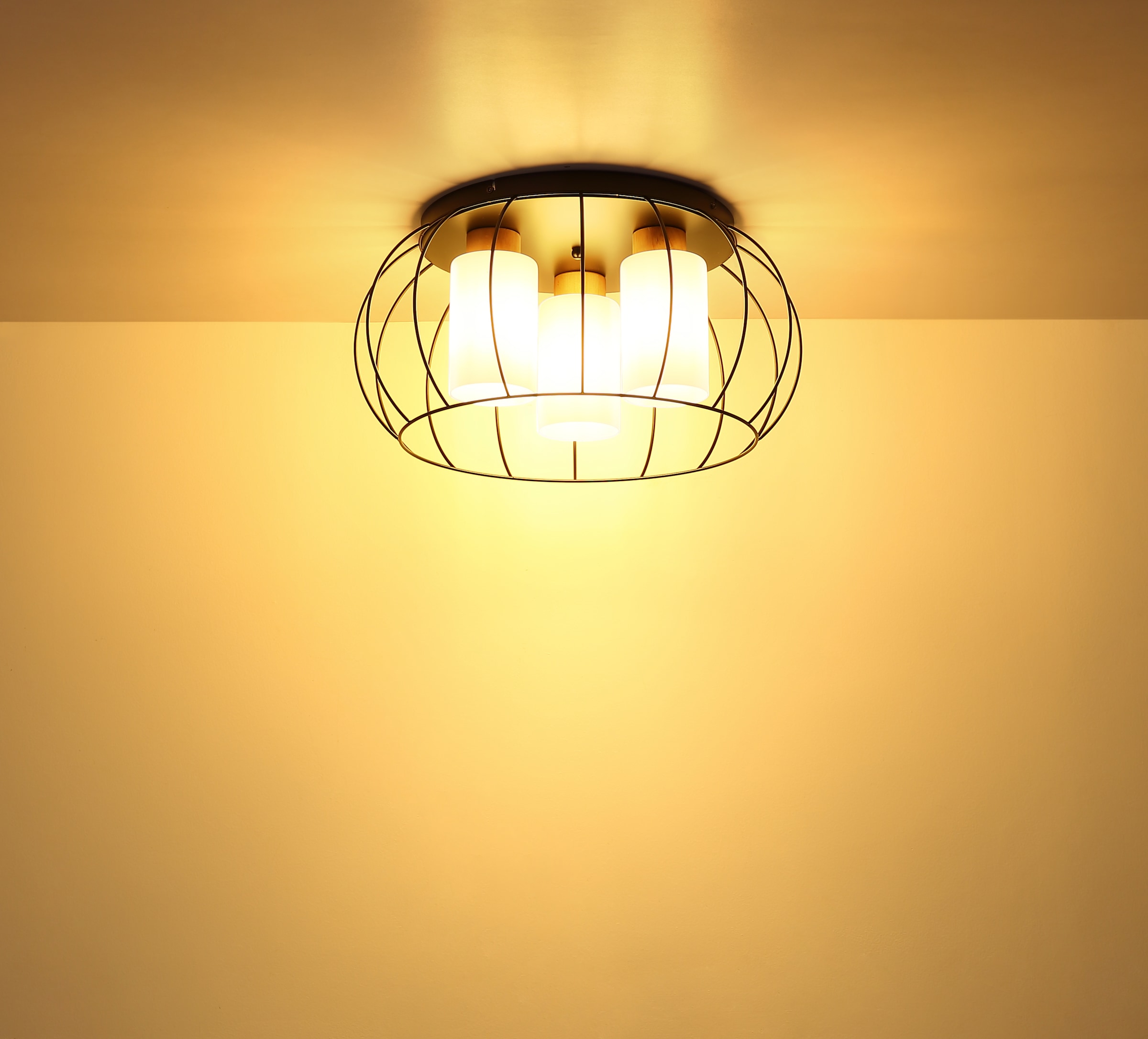 GLOBO LIGHTING Deckenleuchte »ROWENA« E27 1 Stk. Deckenleuchte mit Holz & Glas, matt, modern & gemütlich