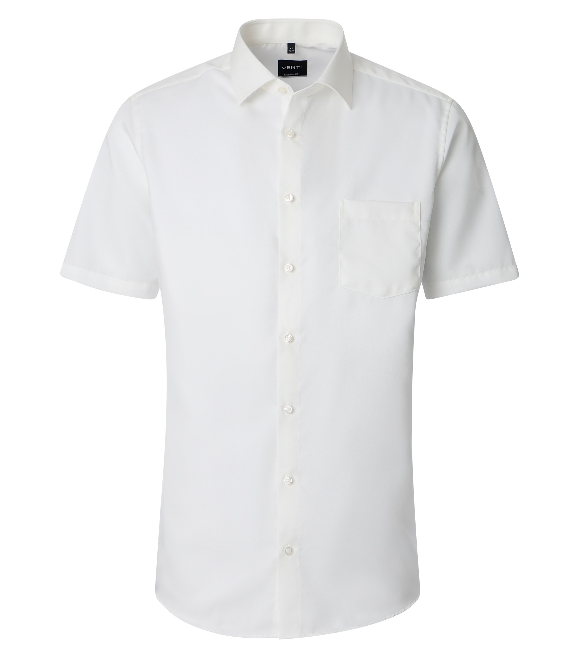 Businesshemd VENTI "VENTI Businesshemd Kurzarm uni", Herren, Gr. 48, Normalgrößen, ivory, 100% Baumwolle, unifarben, comfort fit, Hemden