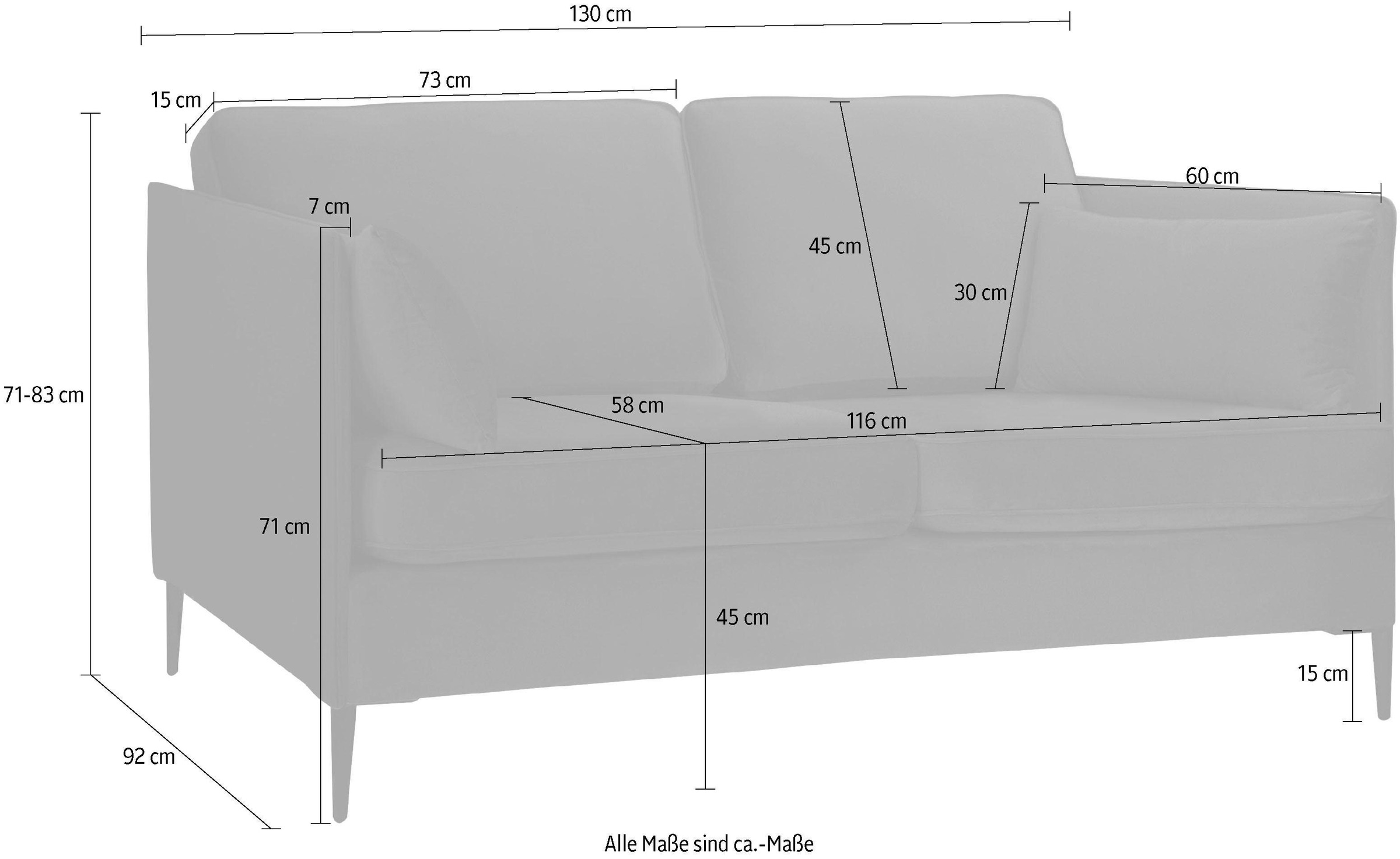 Home affaire 2-Sitzer "Light" inklusive loser Zierkissen, mit schmalen Arml günstig online kaufen