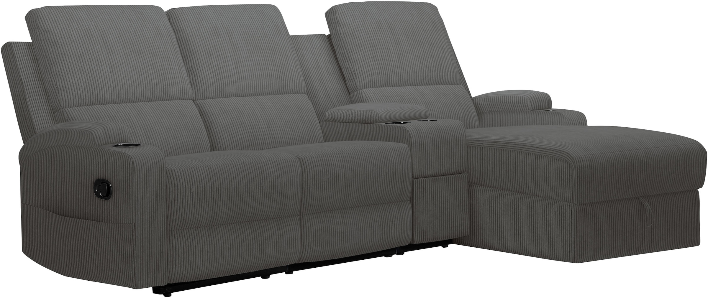 OTTO home Ecksofa »NAPORI Multimediasofa, 3er Kinosessel XXL, L-Form, Cord« Kinosofa mit Relaxfunktion, Getränkehalter, Staufach und Staukasten