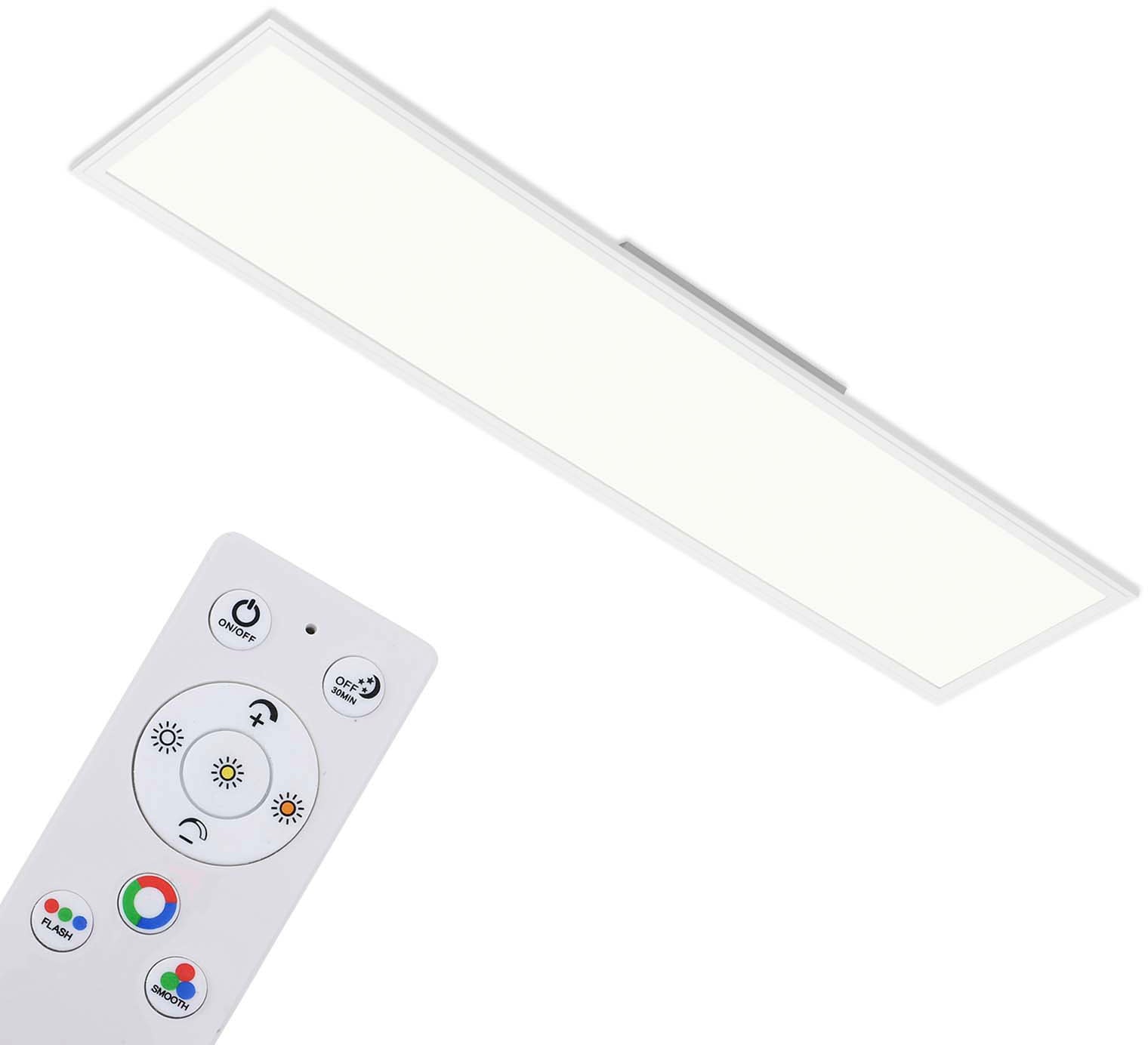 LED Panel "7154016 Colour", weiß, BRILONER LEUCHTEN, Leuchten, Deckenlampe, 119,6x29,6x6,5cm, Weiß, 40W, Wohnzimmer, Schlafzimmer