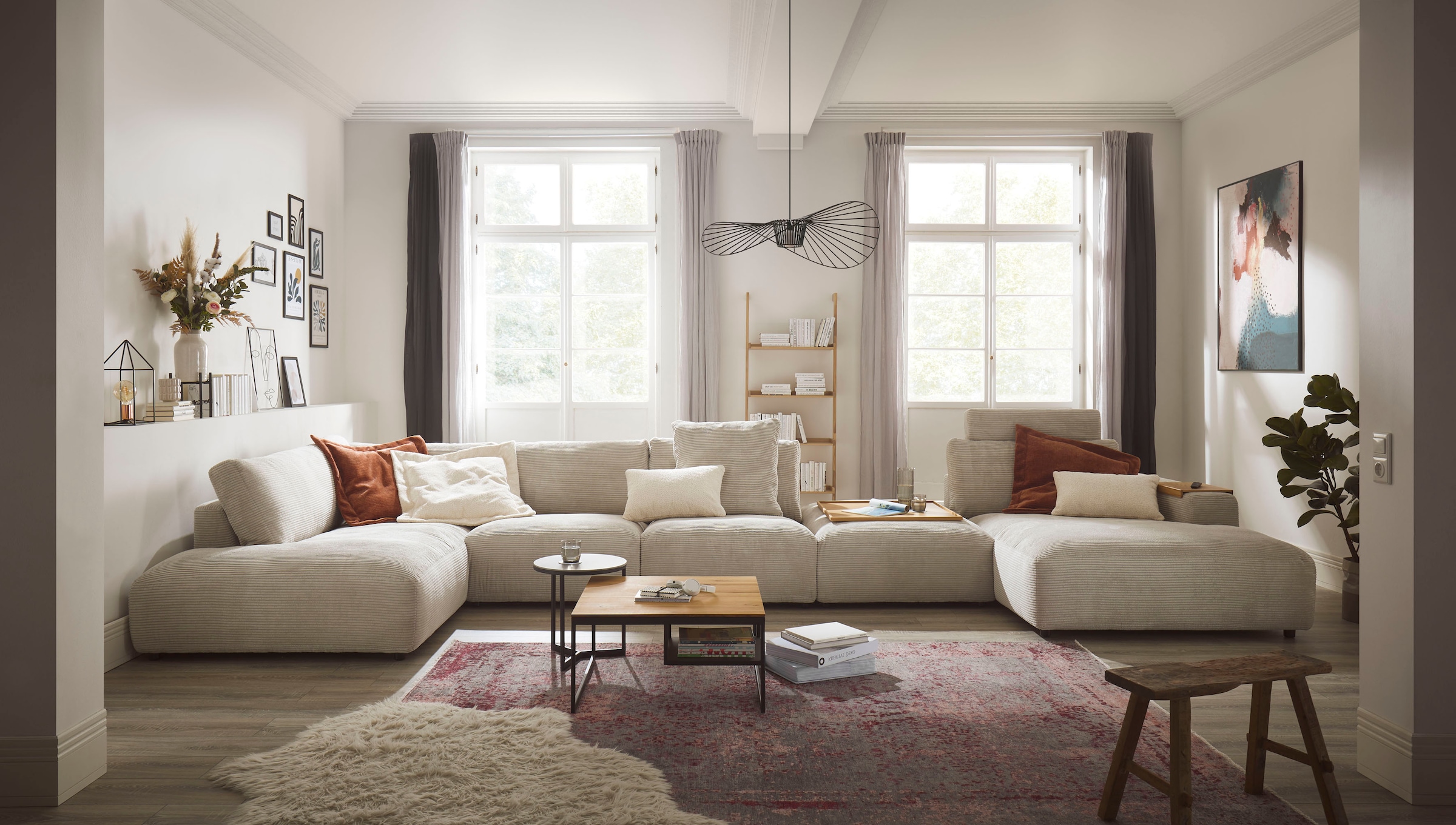 Musterring Wohnlandschaft "Lucia bequem und viel Platz, U-Form" Cord-Bezug, inklusive Kopfstütze, Gesamtbreite 524 cm