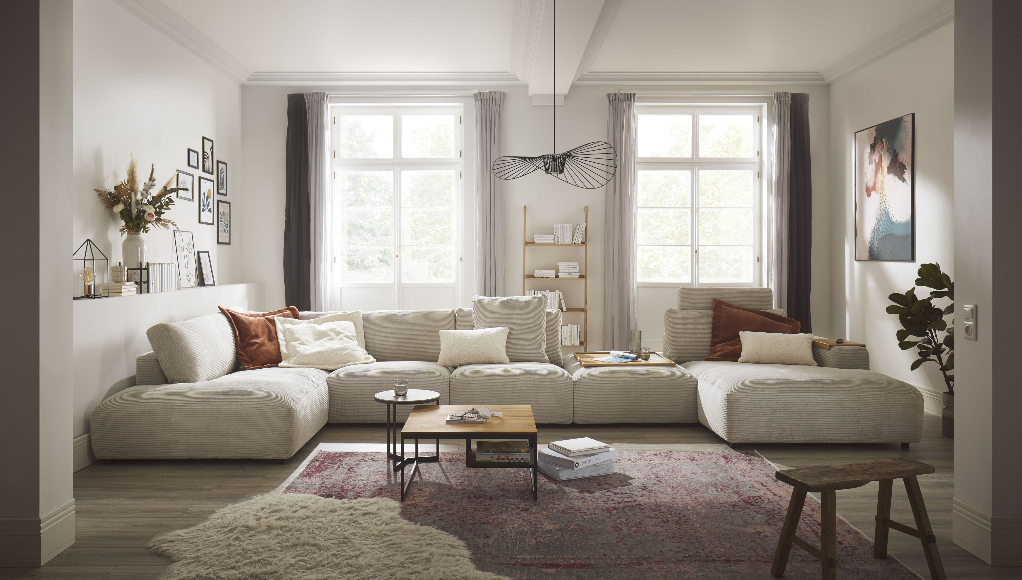 Musterring Wohnlandschaft "Lucia viel Platz, bequem, U-Form" Cord-Bezug, inklusive Kopfstütze, Gesamtbreite 524 cm