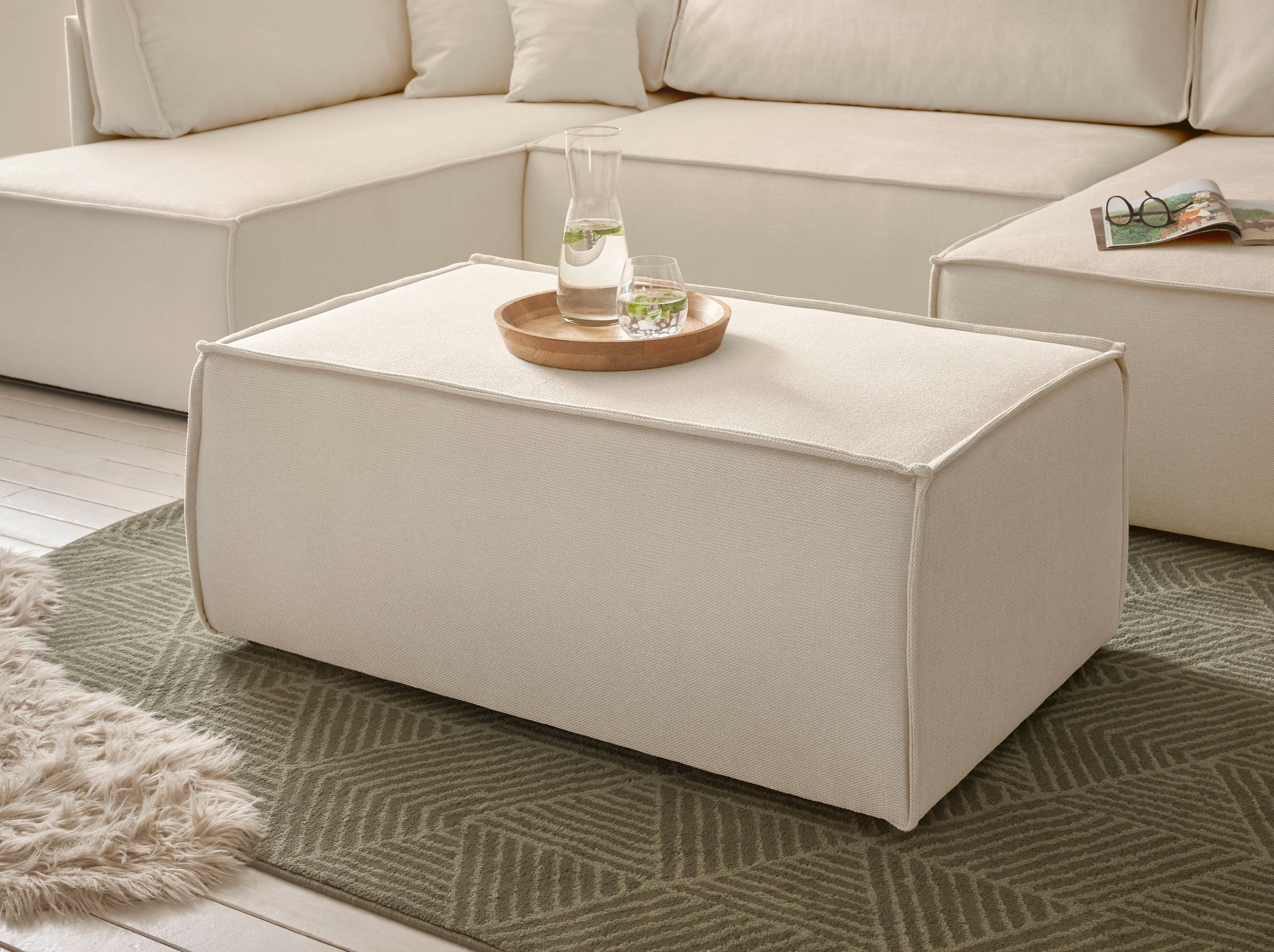 OTTO home Hocker "FINNLEY Struktur fein, Polsterhocker zur Serie FINNLEY" passend zur Polster-Serie Finnley